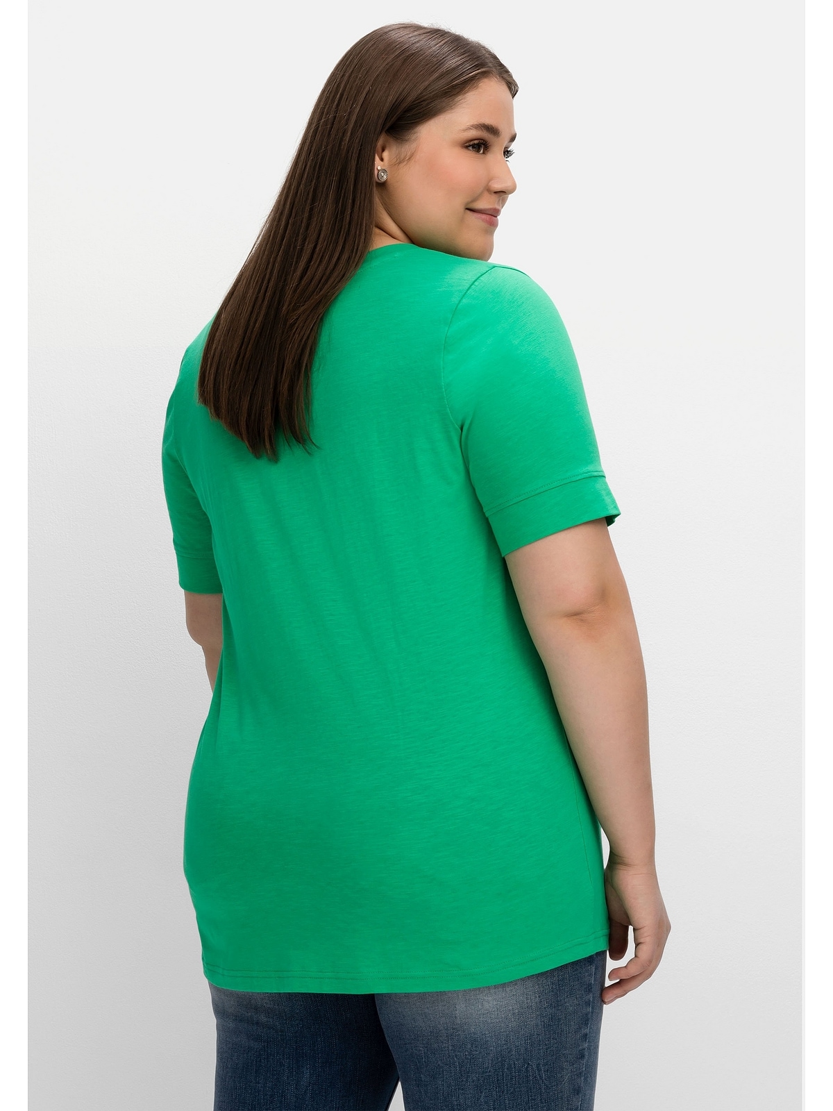 Falte Größen«, Sheego | T-Shirt vorne dekorativer kaufen mit »Große für BAUR