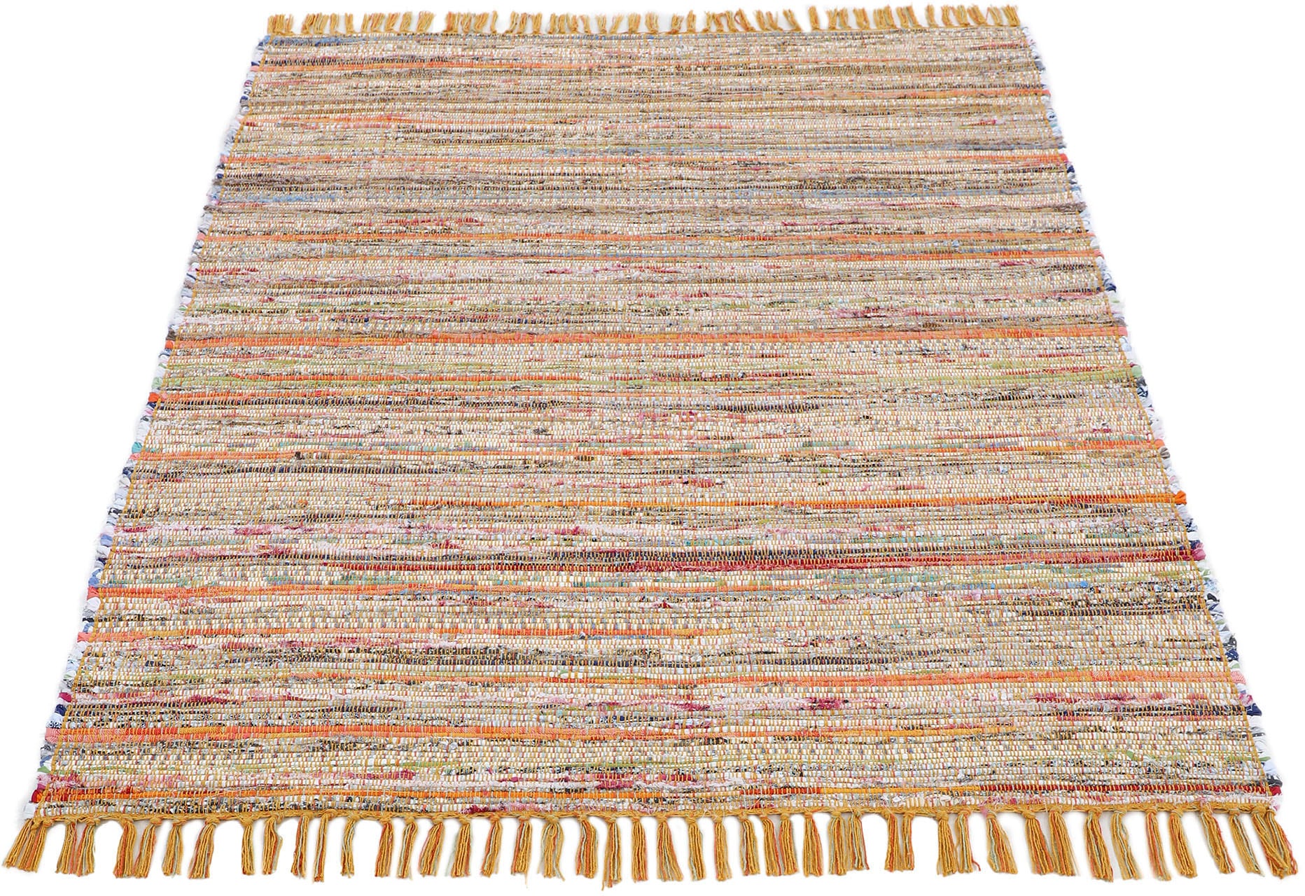carpetfine Teppich »Kelim Chindi, Wendeteppich«, rechteckig, 6 mm Höhe, handgewebt, Fleckerlteppich mit Fransen, auch vielen in Läufergrößen