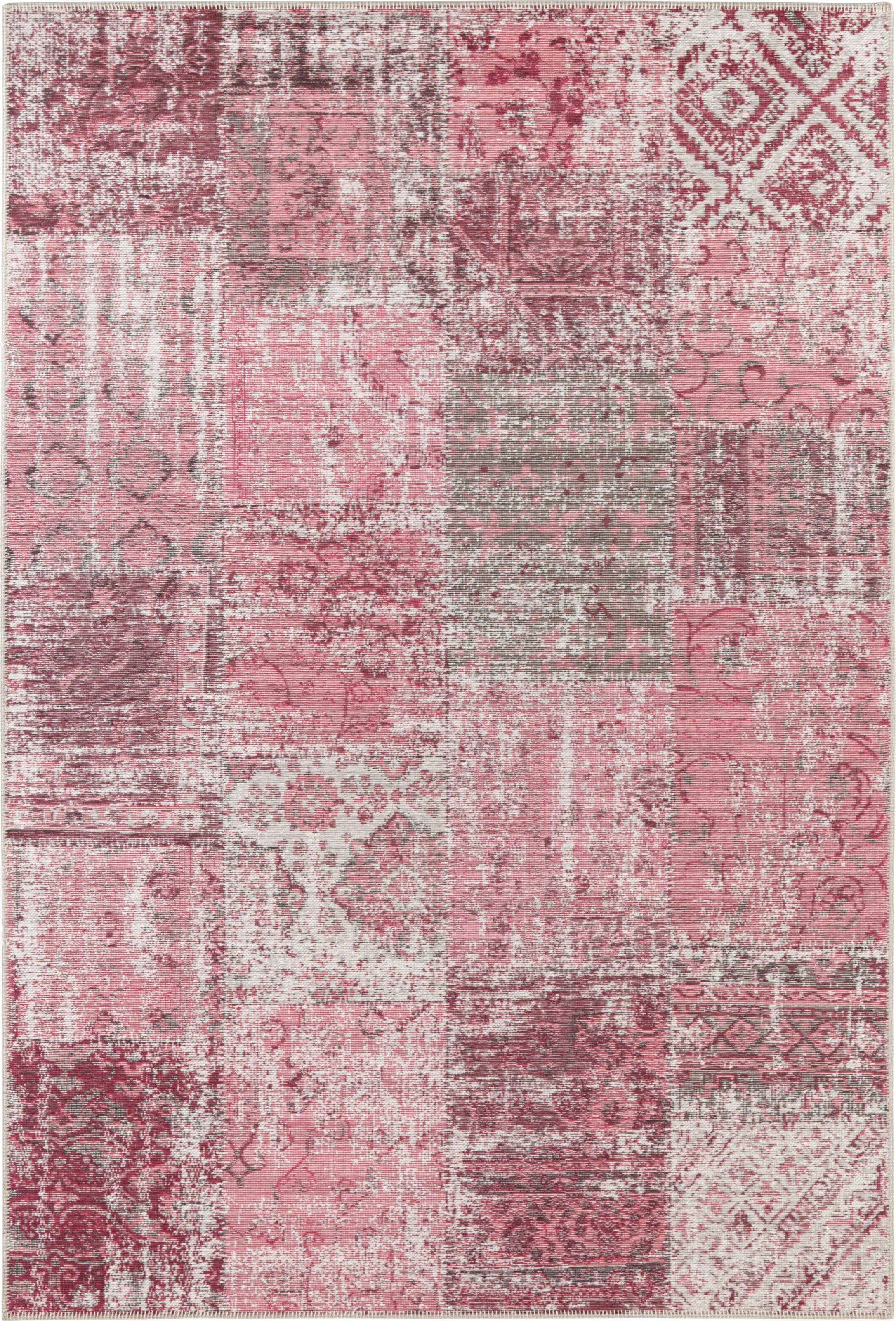 ELLE DECORATION Teppich »Denain«, rechteckig, 4 mm Höhe, Flachgewebe, Vintage Patchwork, hochwertiger Materialmix, Robust