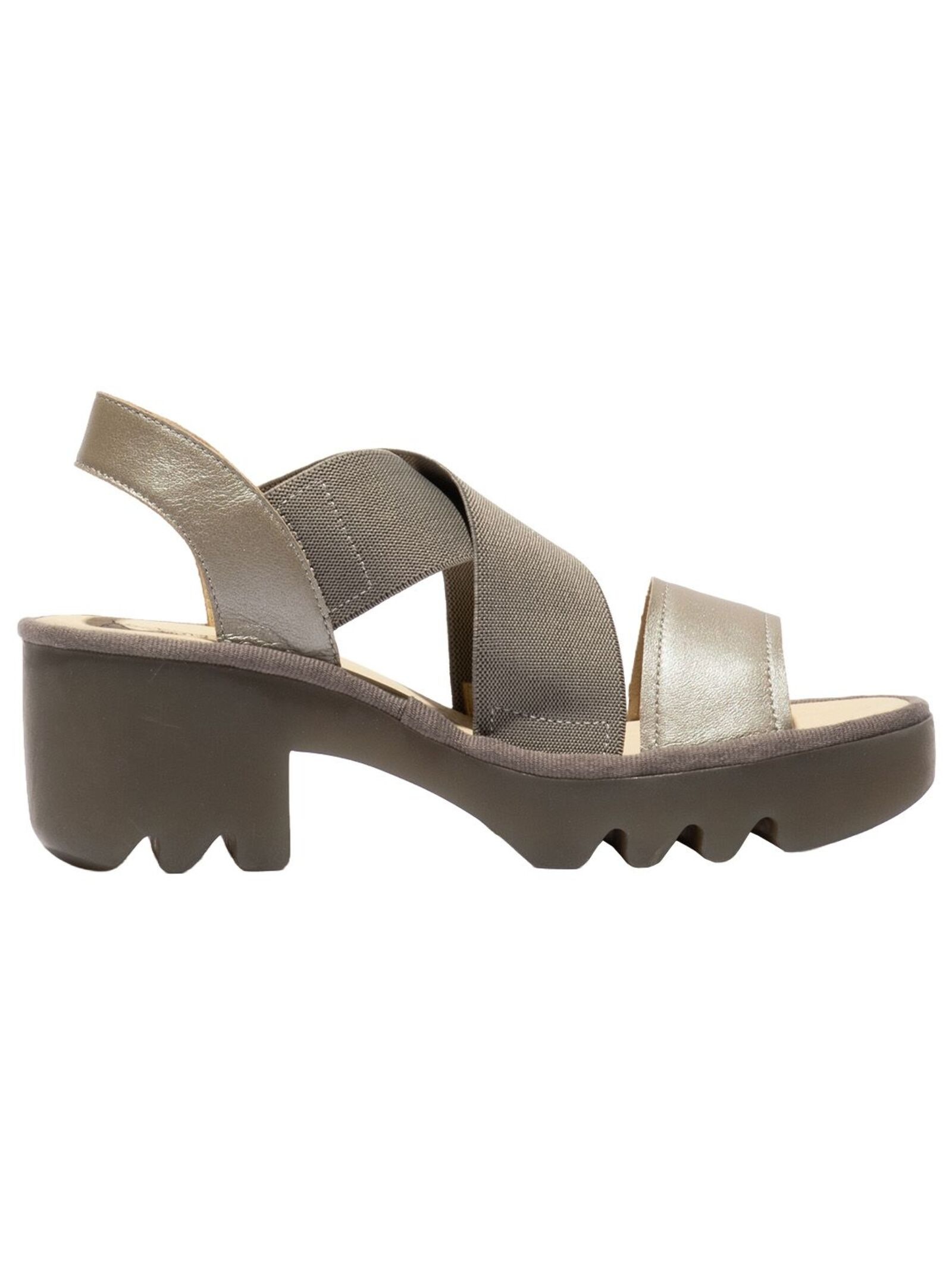High-Heel-Sandalette FLY LONDON "Fly London Sandalen Leder/Textil", Damen, Gr. 37, silber, beige, Leder, Textil, Schuhe 3