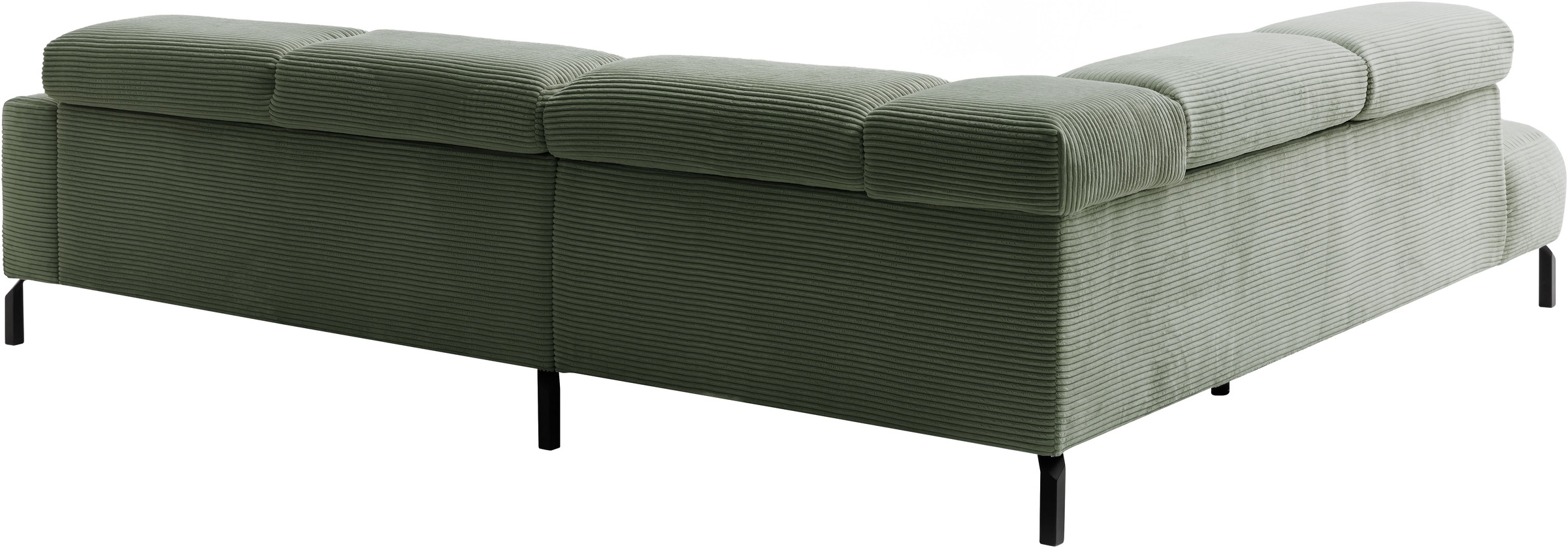 Places of Style Ecksofa »Antonelli, L-Form, inkl. Kopfteilverstellung, Breite 276 cm«, mit elektrischer Sitztiefenverstellung, in Cord, oliv