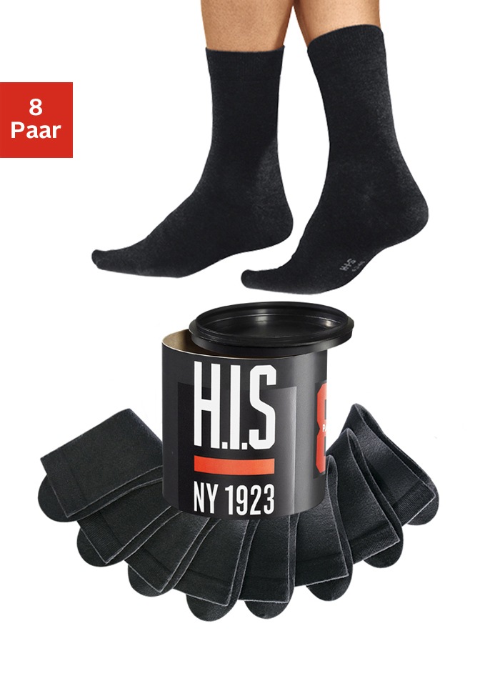 H.I.S Socken, (Dose, 8 Paar), in der Geschenkdose