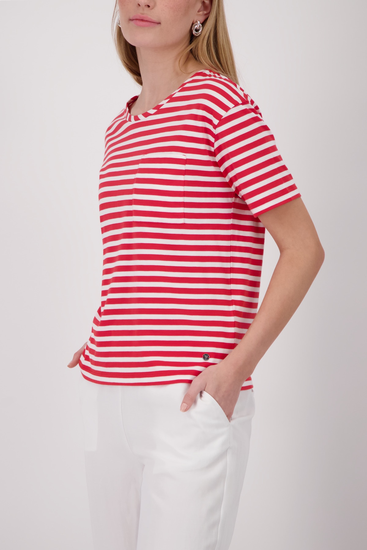 Monari Rundhalsshirt »Shirt Basic Pima Ringel« mit Streifen
