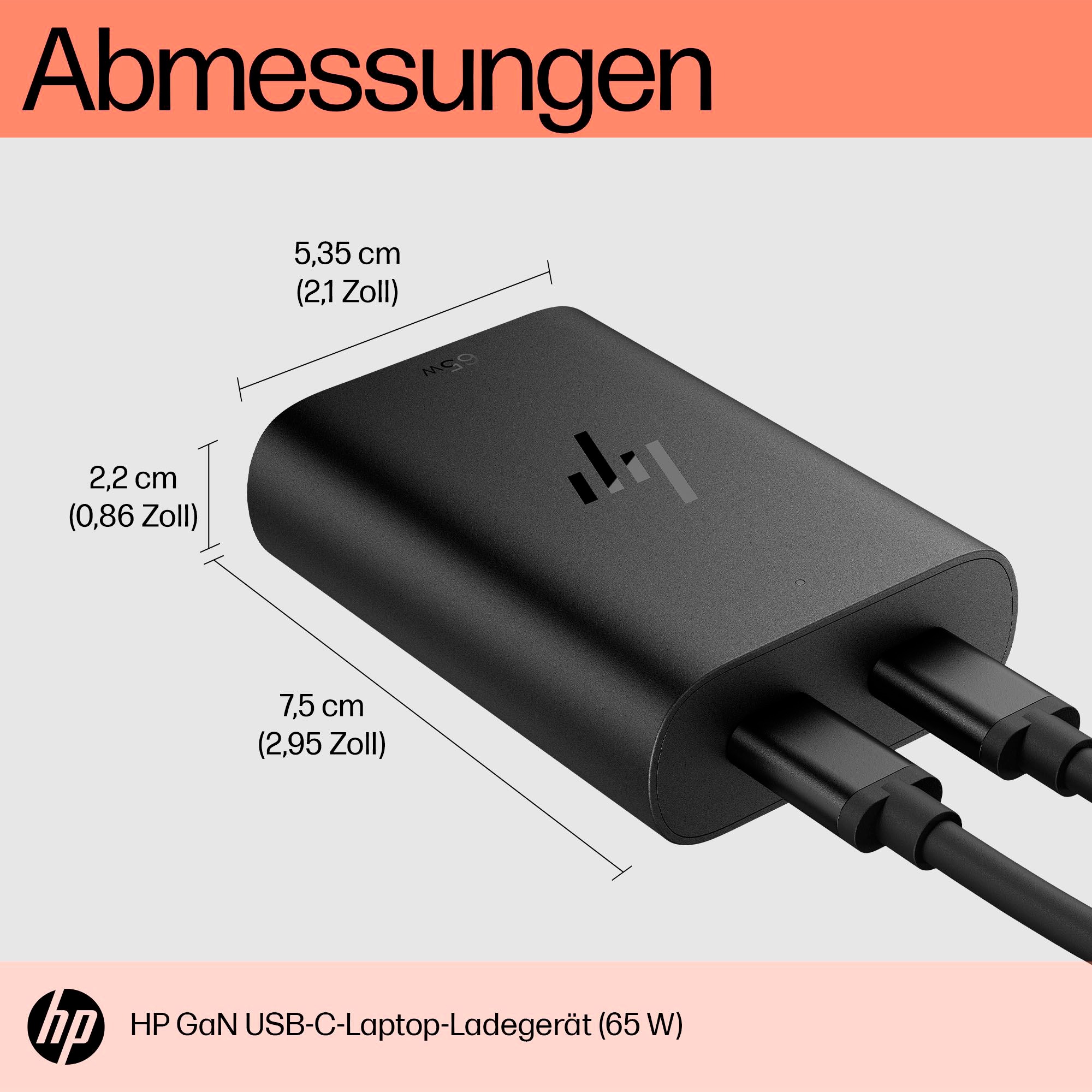 65W | »USB-C Laptop GaN Charger« HP BAUR Laptop-Ladegerät