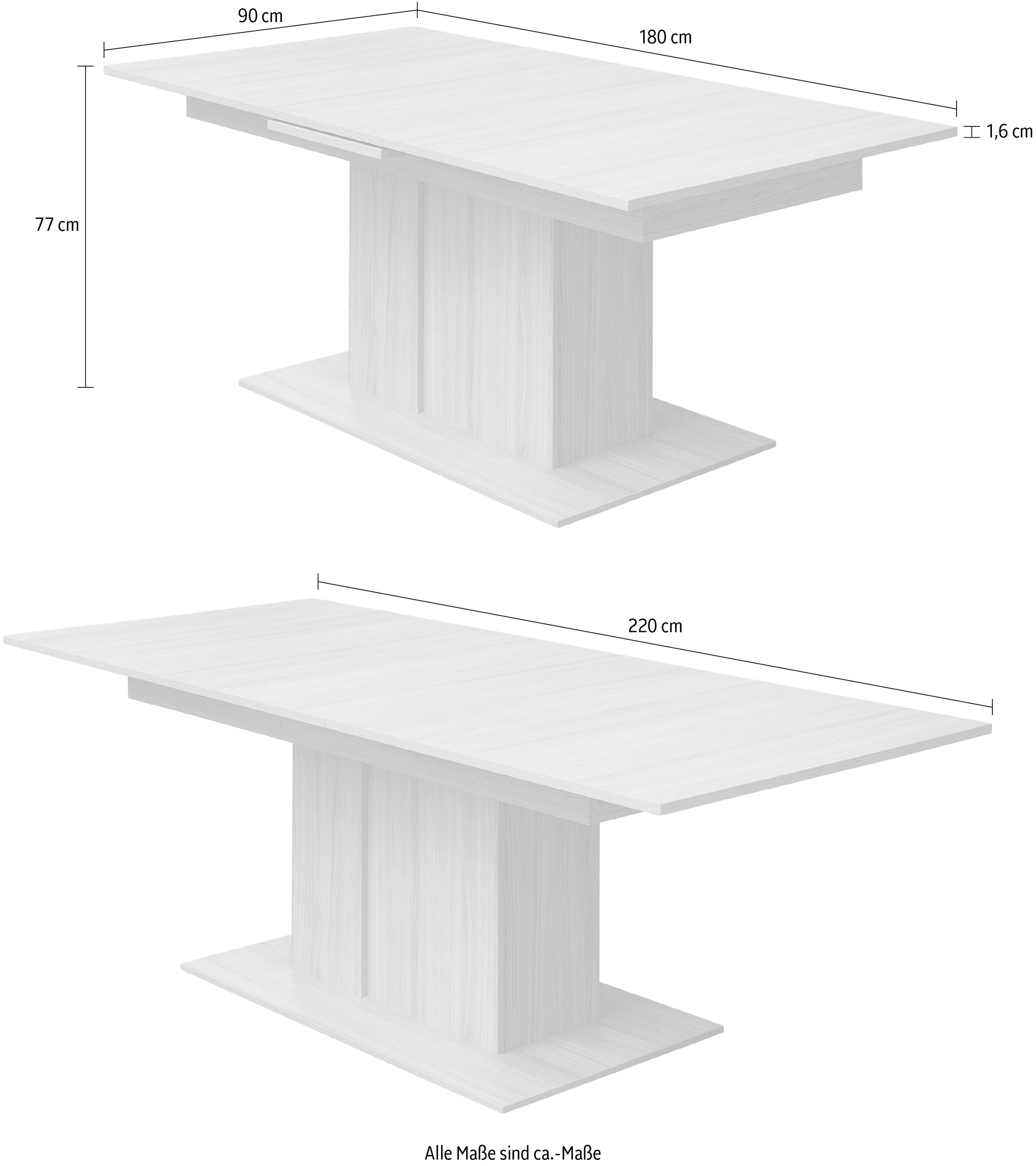 Innostyle Esstisch »INA Esstisch, 180-220 x 77 x 90 cm (B/H/T)« 1 Stk. tlg.