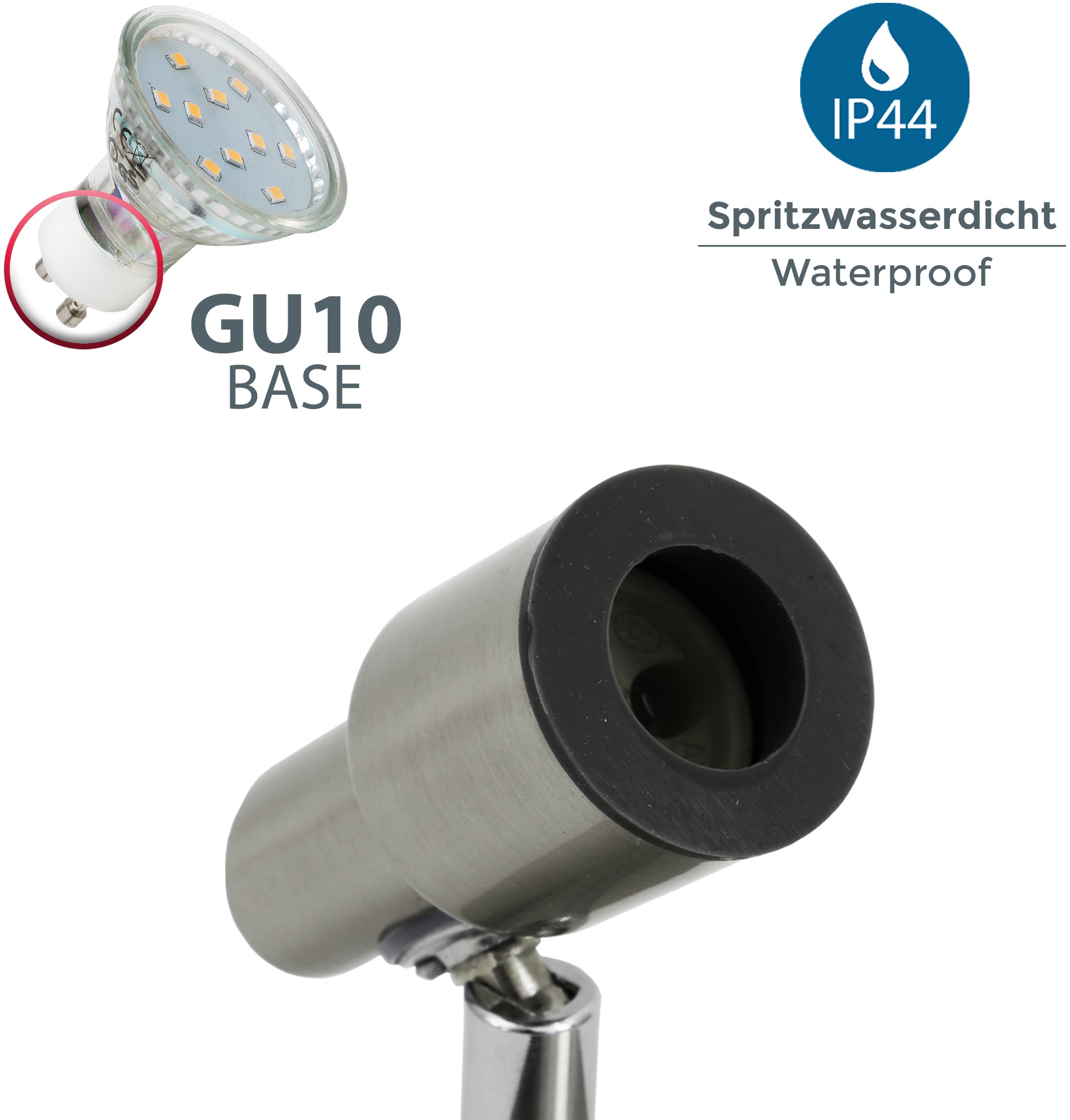 B.K.Licht LED Deckenspot »Aurel«, 1 flammig, Leuchtmittel GU10 | Leuchtmittel wechselbar, Wandleuchte, Deckenleuchte, schwenkbar, 5W 400lm 3.000K, GU10, IP44