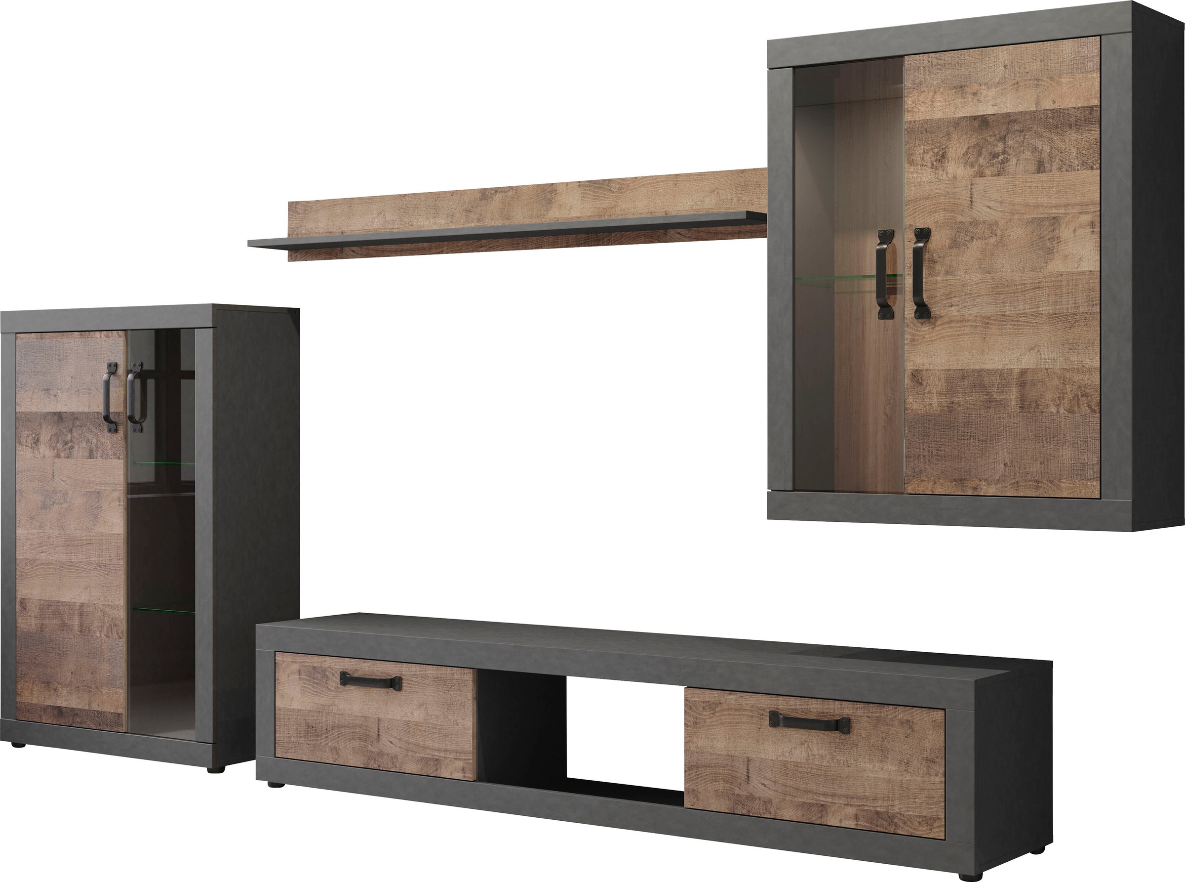 trendteam Wohnwand »Jazz«, (4 St., 1x Standvitrine, 1x Hängevitrine, 1x TV-Unterteil,... kaufen