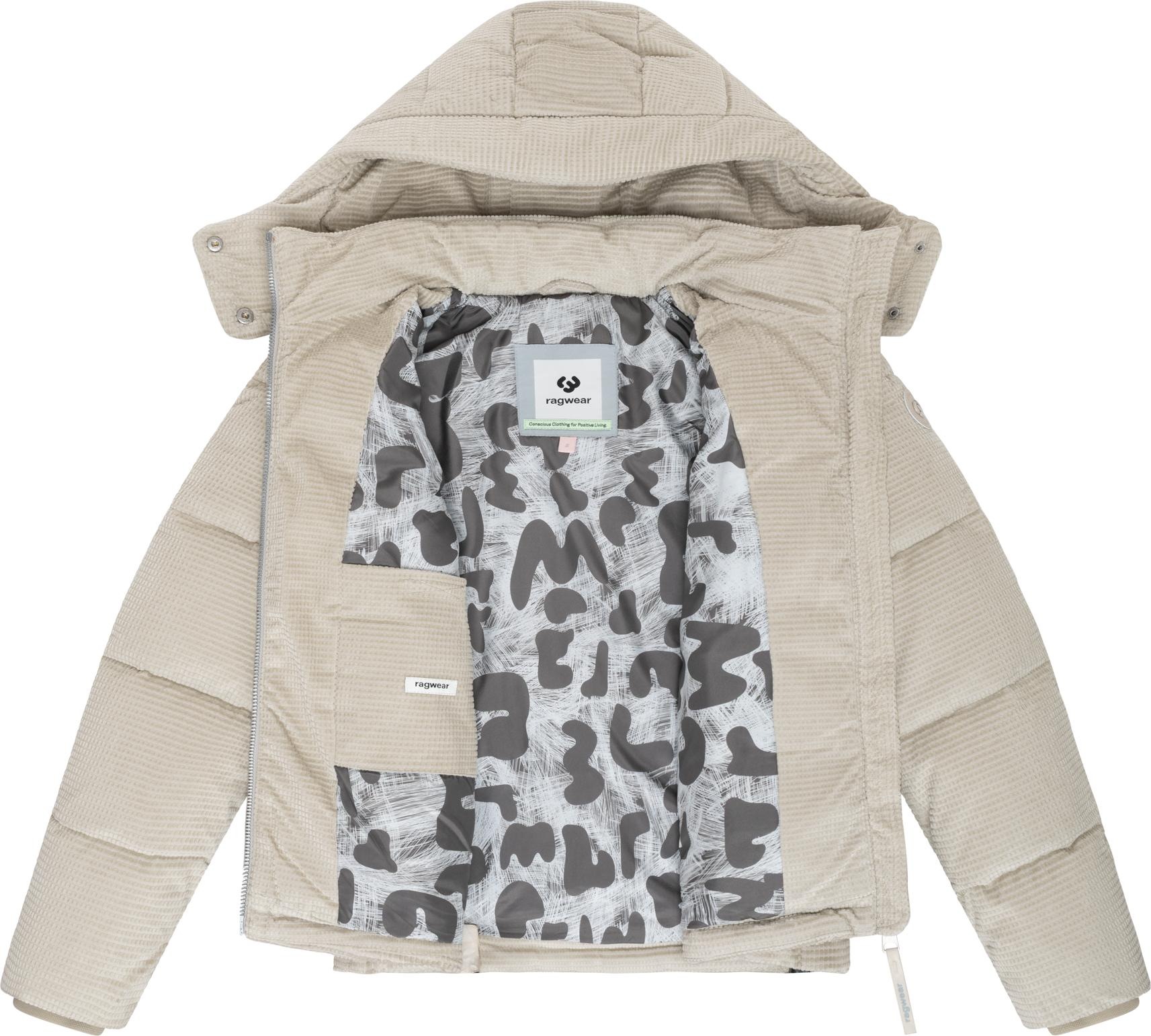 Ragwear Steppjacke »Roobie Cordy«, mit Kapuze, Wasserdichte Winterjacke aus Kord mit abnehmbarer Kapuze