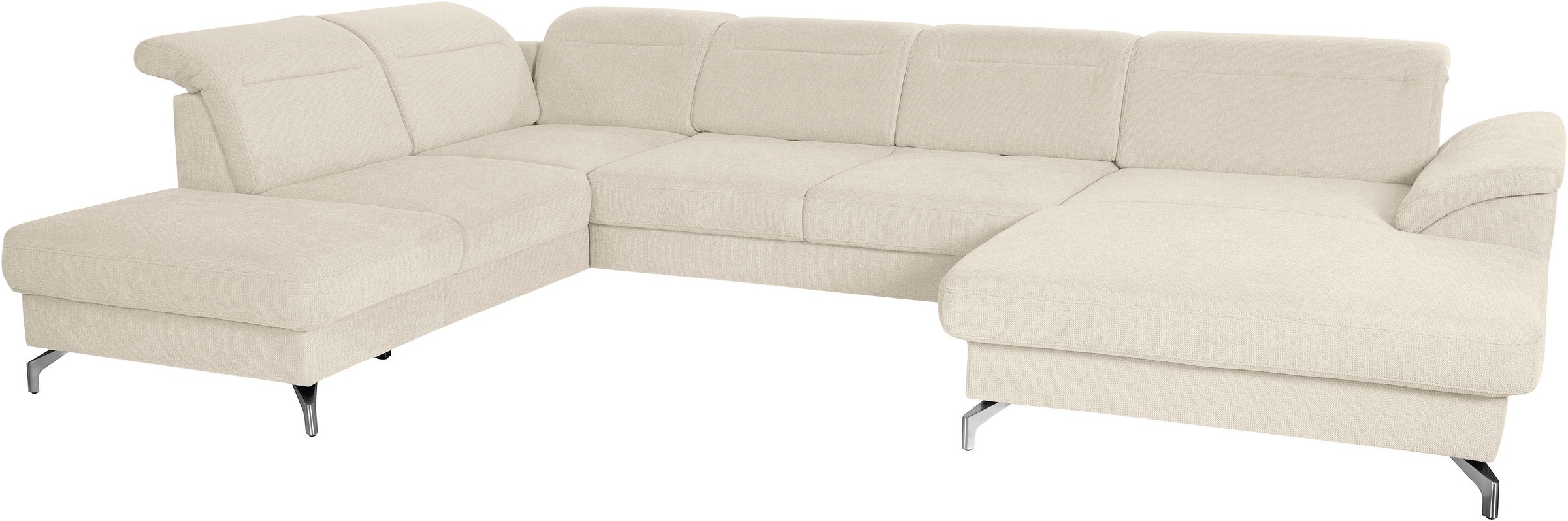sit&more Wohnlandschaft »Percy U-Form«, 12 cm Fußhöhe, Sitztiefenverstellung, wahlweise in 2 Fußfarben