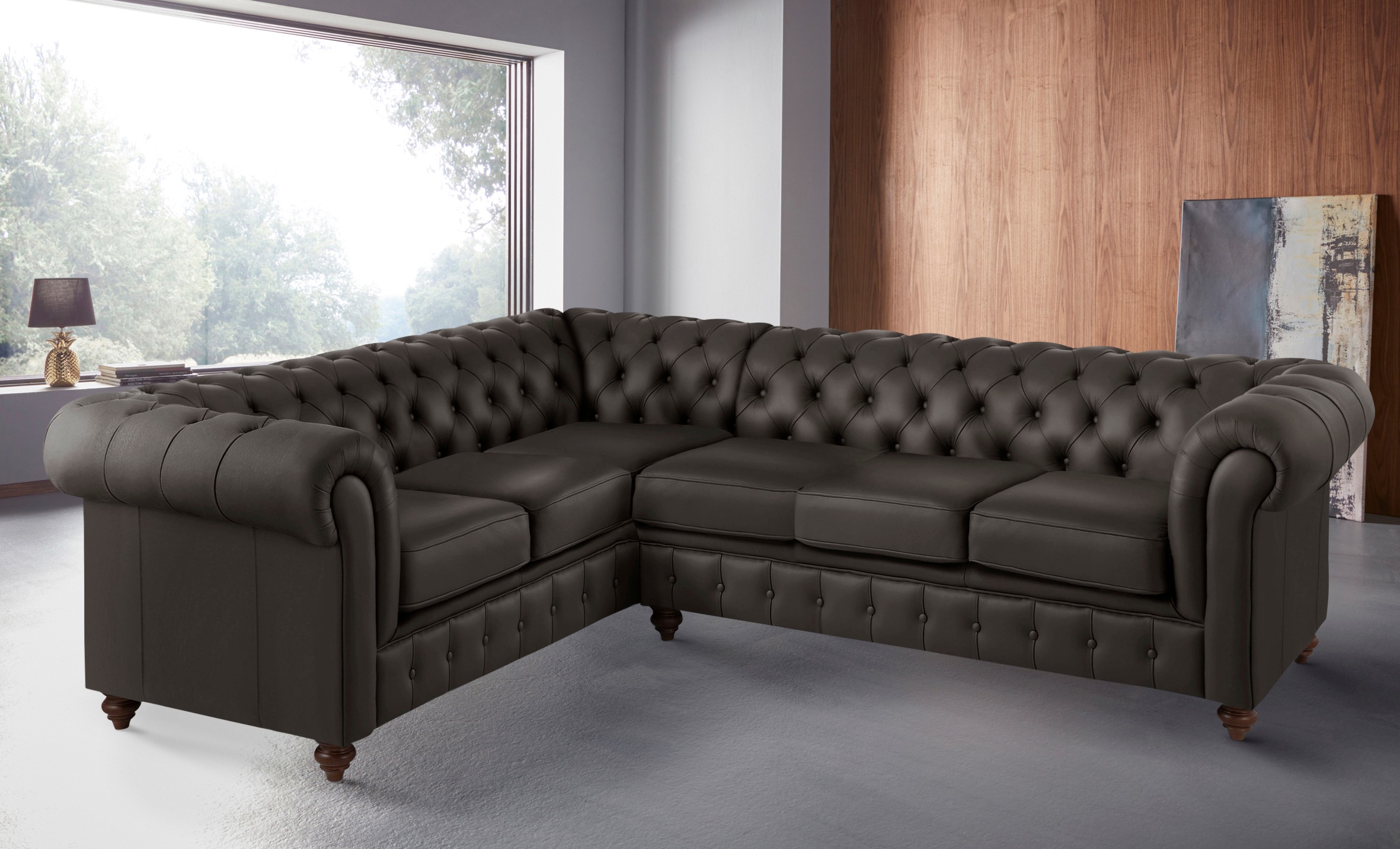 Home affaire Chesterfield-Sofa »Chesterfield Ecksofa, auch in Leder L-Form«, hochwertige Knopfheftung, langer Schenkel links oder rechts wählbar