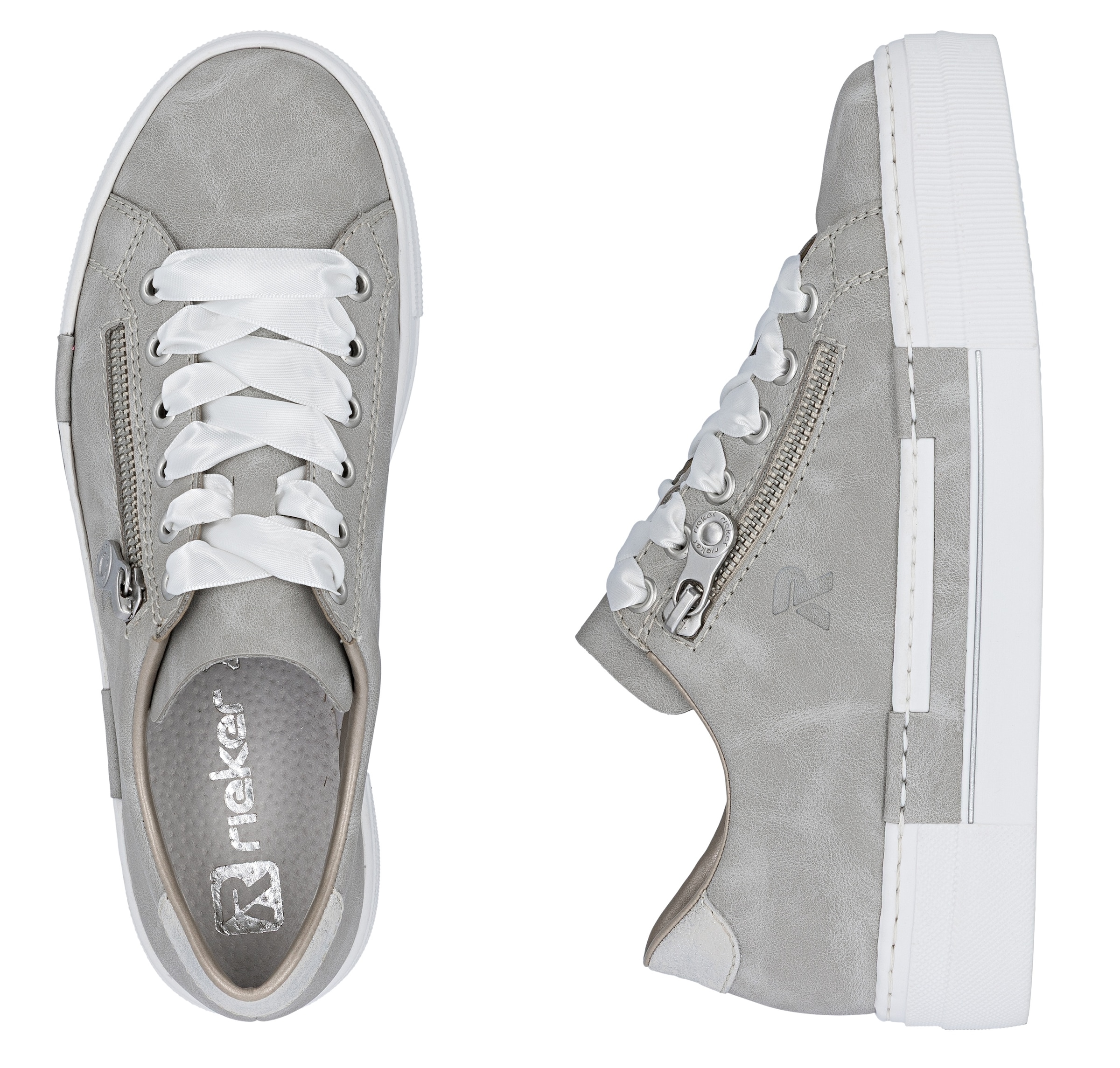 Rieker Plateausneaker  mit Zier-Reißverschluss, Freizeitschuh, Halbschuh, Schnürschuh