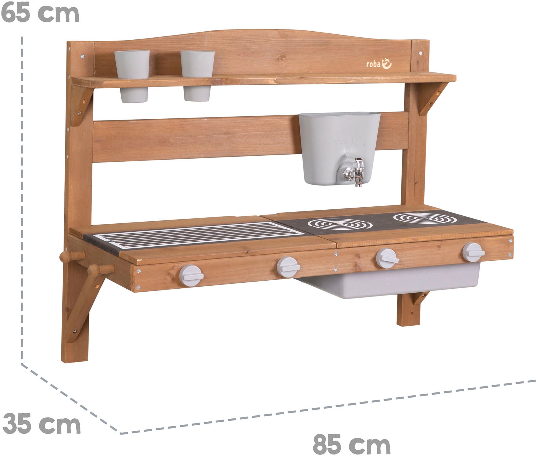 roba® Outdoor-Spielküche »Matschküche zum Aufhängen, teakholzfarben lasiert, aus Holz«