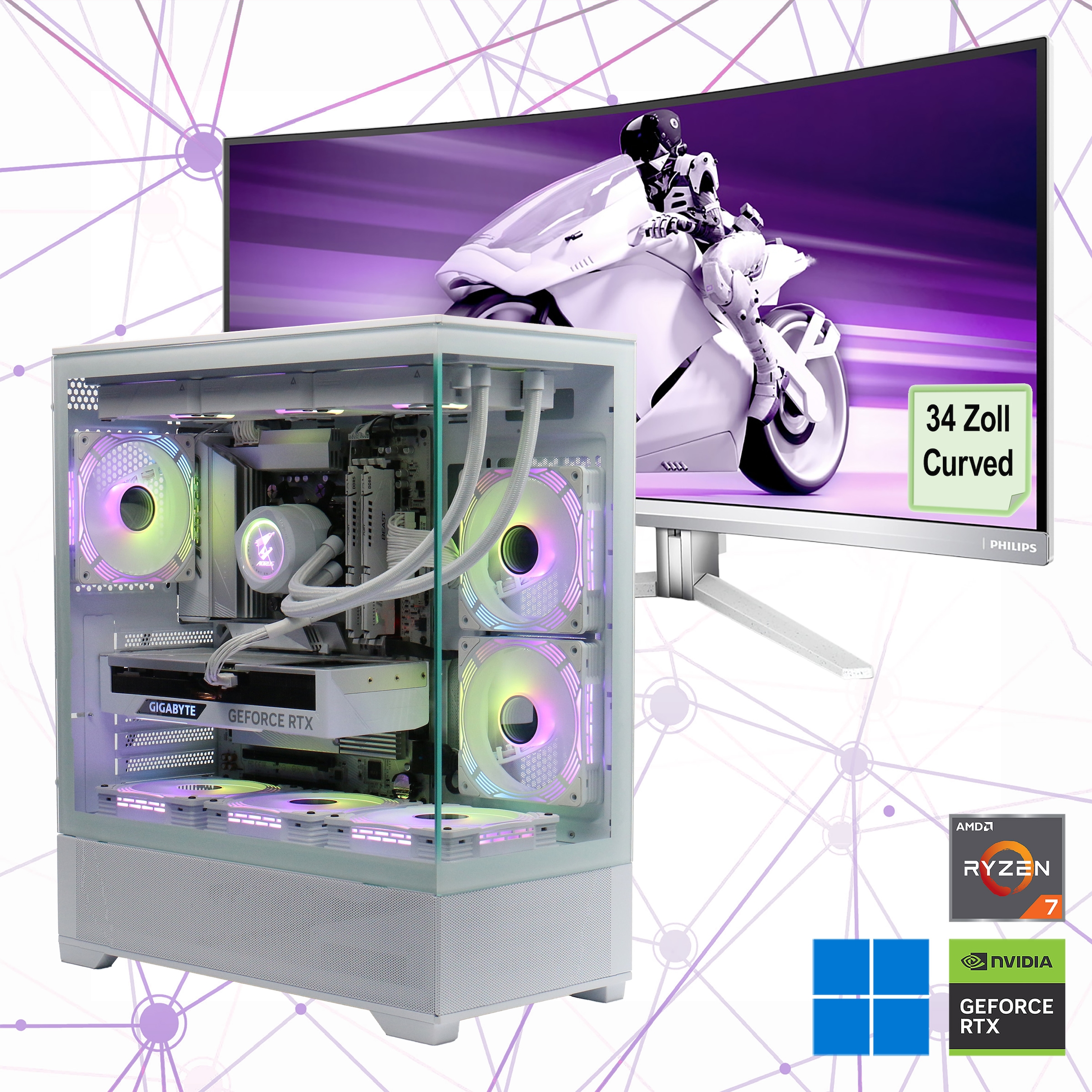 Gaming-PC-Komplettsystem »ICE SET2468«, DDR5 RAM, PCIe SSD Gen4, Win 11, Philips...