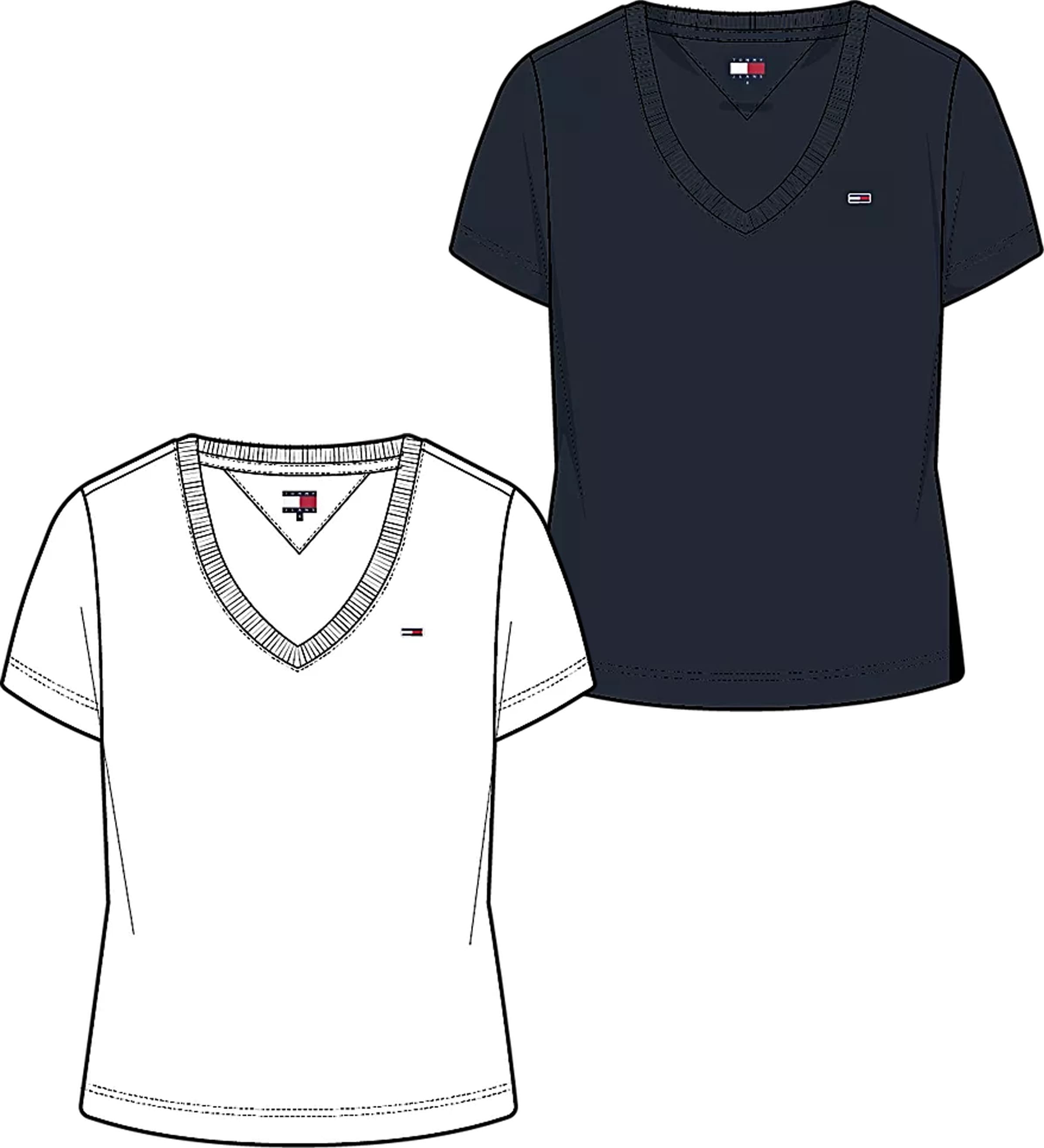 Tommy Jeans T-Shirt »TJW 2PACK V-NECK TEE« Packung, 2-er Pack, 2 Stk. aus reinem Baumwoll-Jersey, Logostickerei