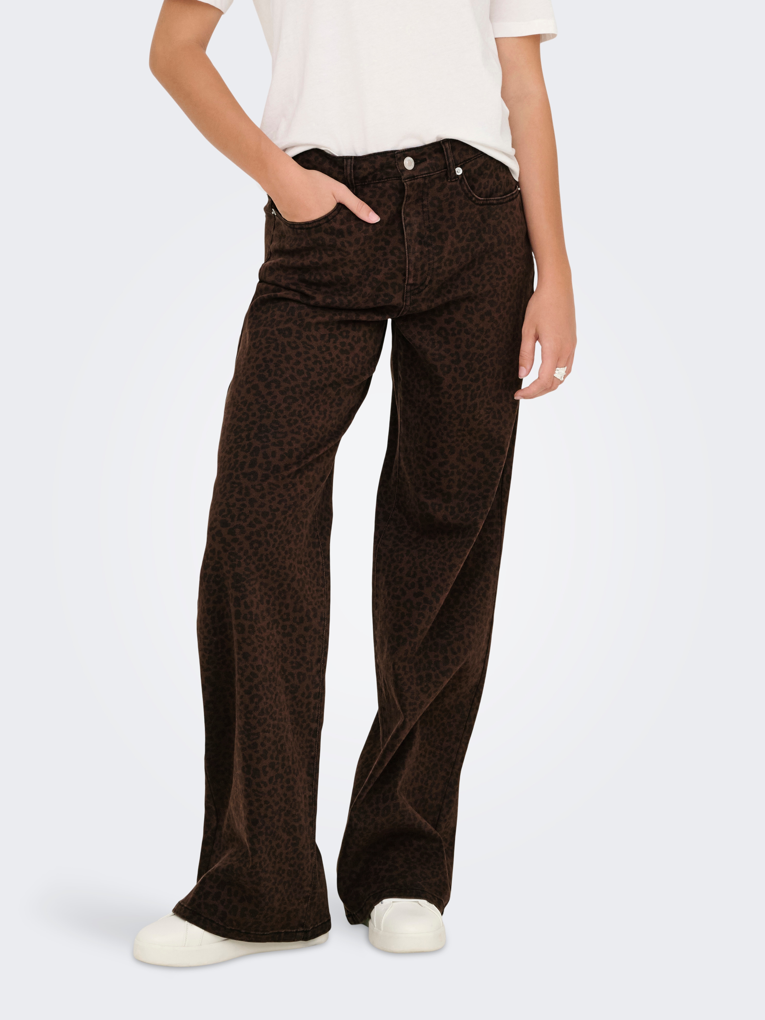 ONLY "ONLMADISON HW WIDE ANIMAL PANT CC PNT" Baumwollmischung