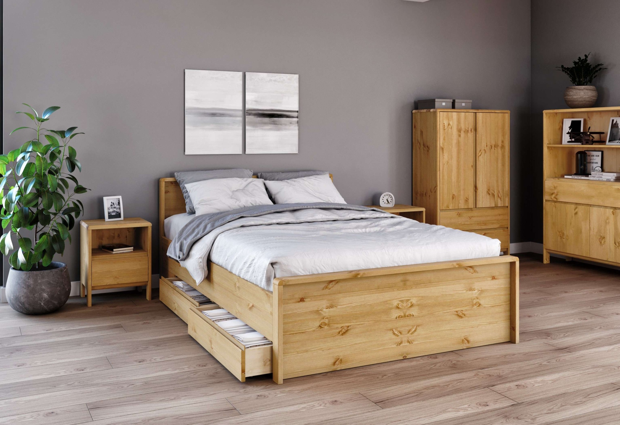 Home affaire Massivholzbett »Luven, hohe Belastbarkeit! FSC® zertifiziertes Massivholz«, (Breite/Belastbarkeit 180cm/220 KG, 140cm/180 KG), aus massiver Kiefer im schlichten Design