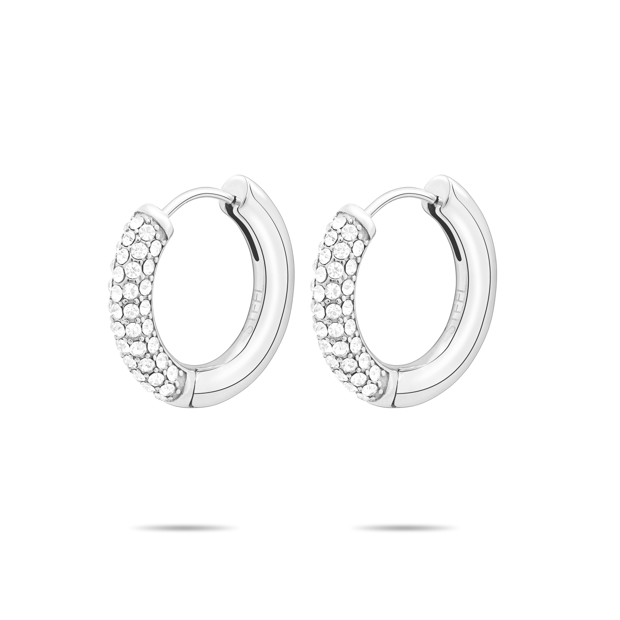Tamaris Paar Creolen »Schmuck Geschenk Edelstahl Creole Glitter Donut Familie« mit Glasstein