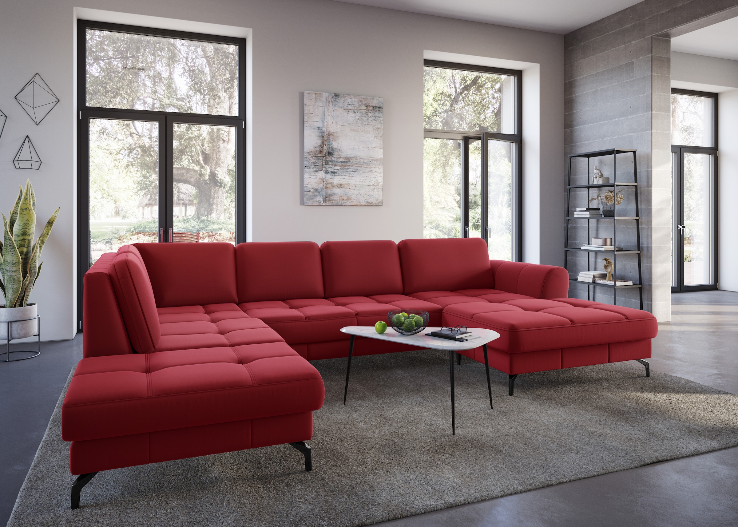 sit&more Wohnlandschaft "Bendigo U-Form" inklusive Sitztiefenverstellung, Bodenfreiheit 12 cm, in 2 Fußfarben
