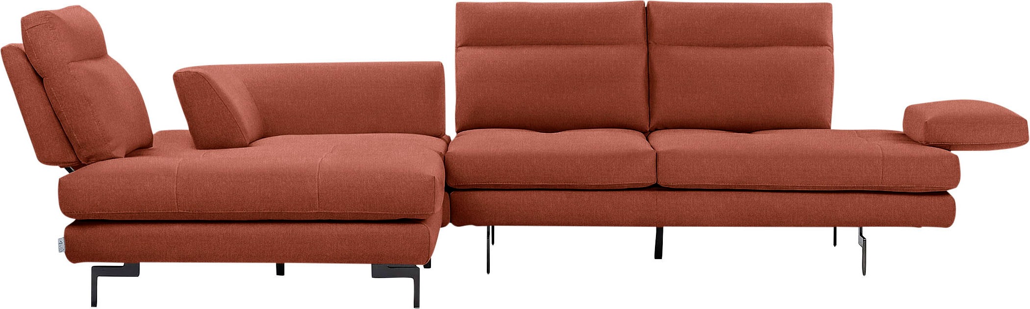 CALIA ITALIA Ecksofa »Toby Wing, Komfortsofa mit Sitzkomfort der Extraklasse, L-Form«, Sitztiefenverstellung, wahlw. mit Kissen-Set,Füße schwarz matt