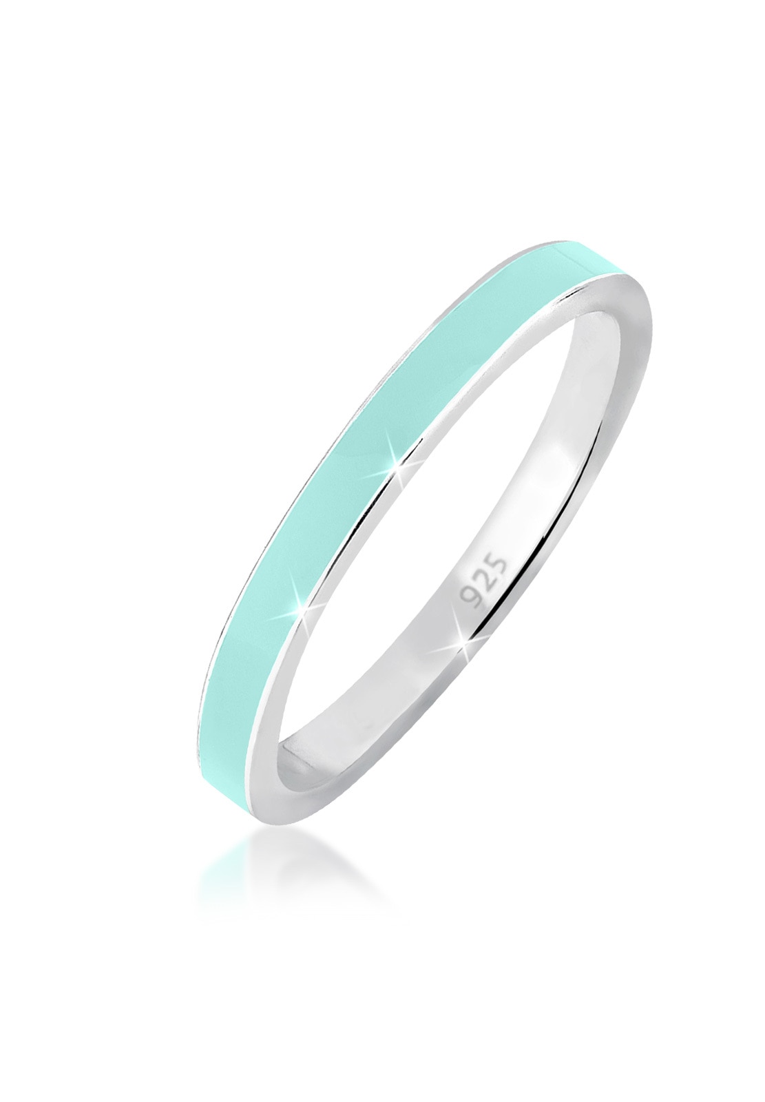 "Silberring ELLI ""Ring Stapelring Basic Emaille 925 Silber"" Gr. 58, blau (hellblau), Fingerringe, Damen, 58, Silber 925 (Sterlingsilber)