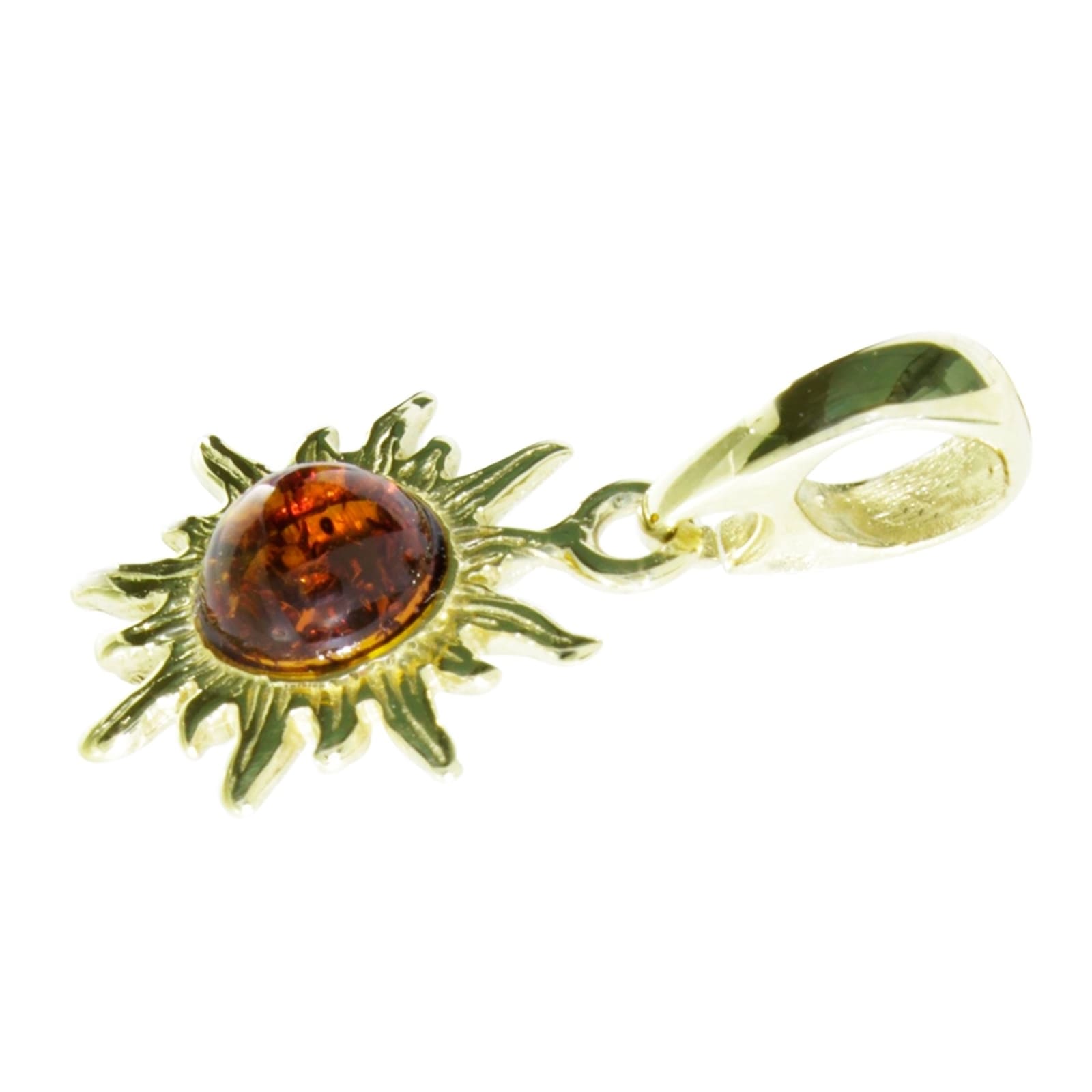 OSTSEE-SCHMUCK Kettenanhänger »- Sonne 14 mm - Silber 925/000, vergoldet - Bernstein«