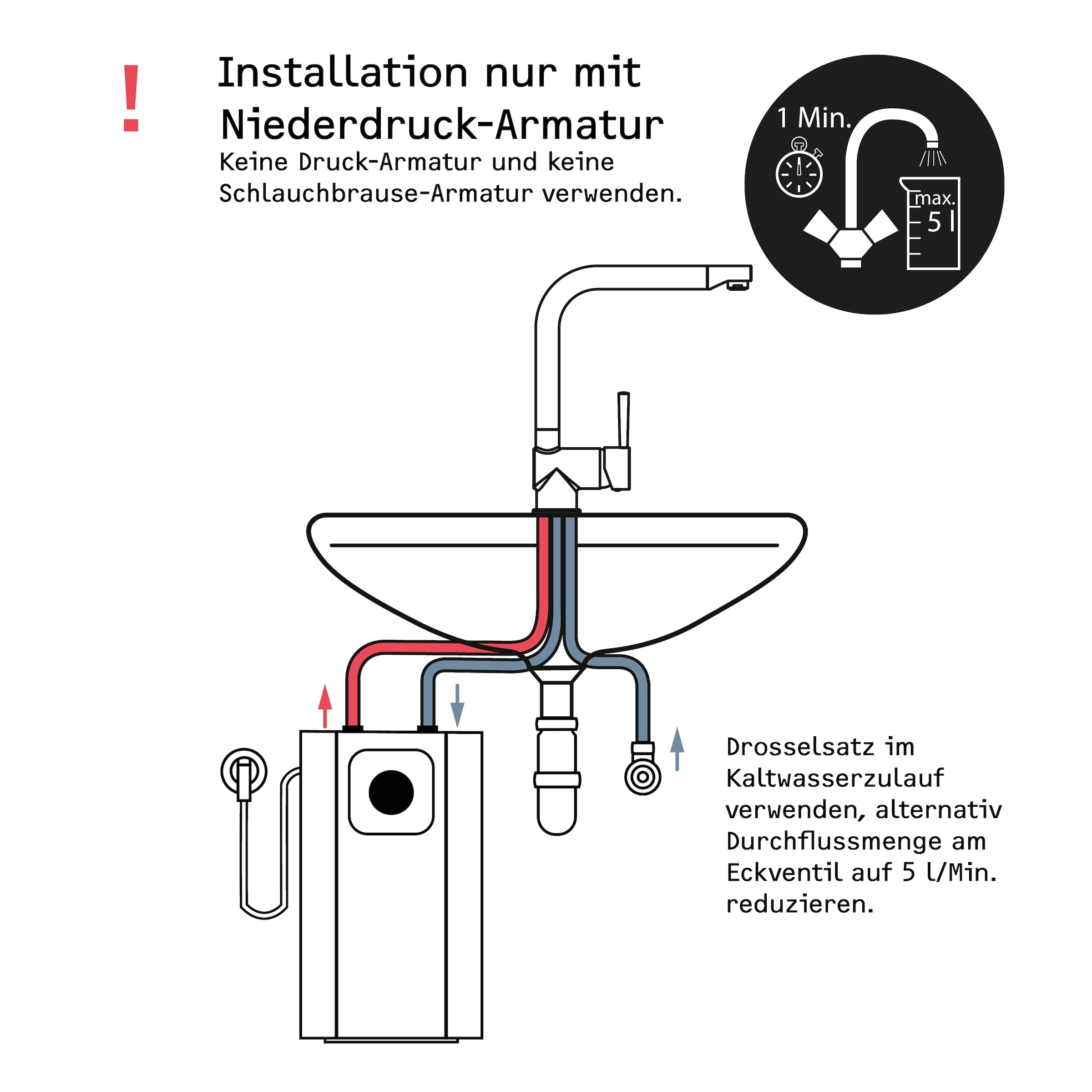 STIEBEL ELTRON Kleinspeicher »Boiler SNU 5 Plus+MAE-B Wasserhahn«, 5 l, antitropf + thermostop-Funktion