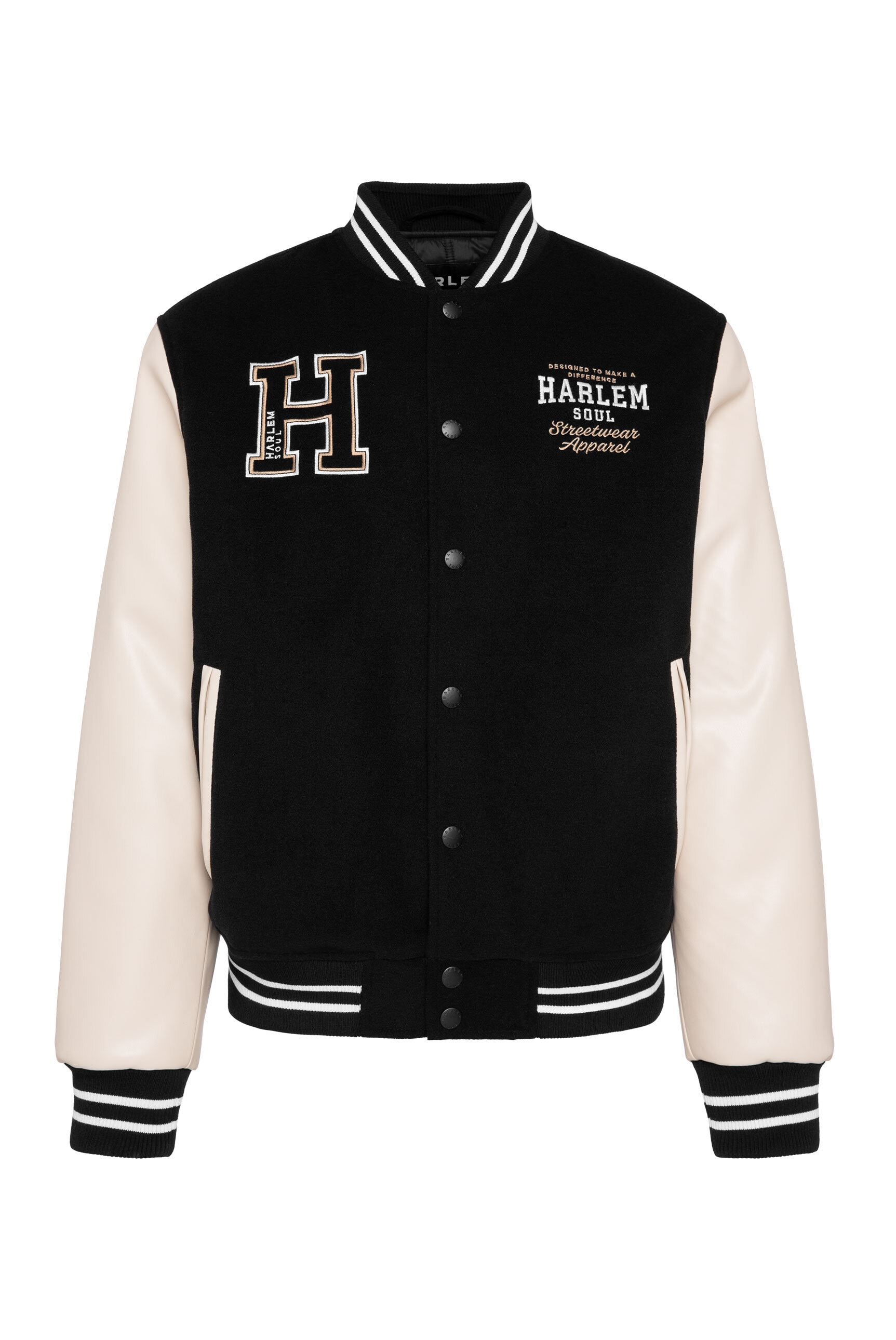 Harlem Soul Collegejacke, ohne Kapuze, mit Stickerei