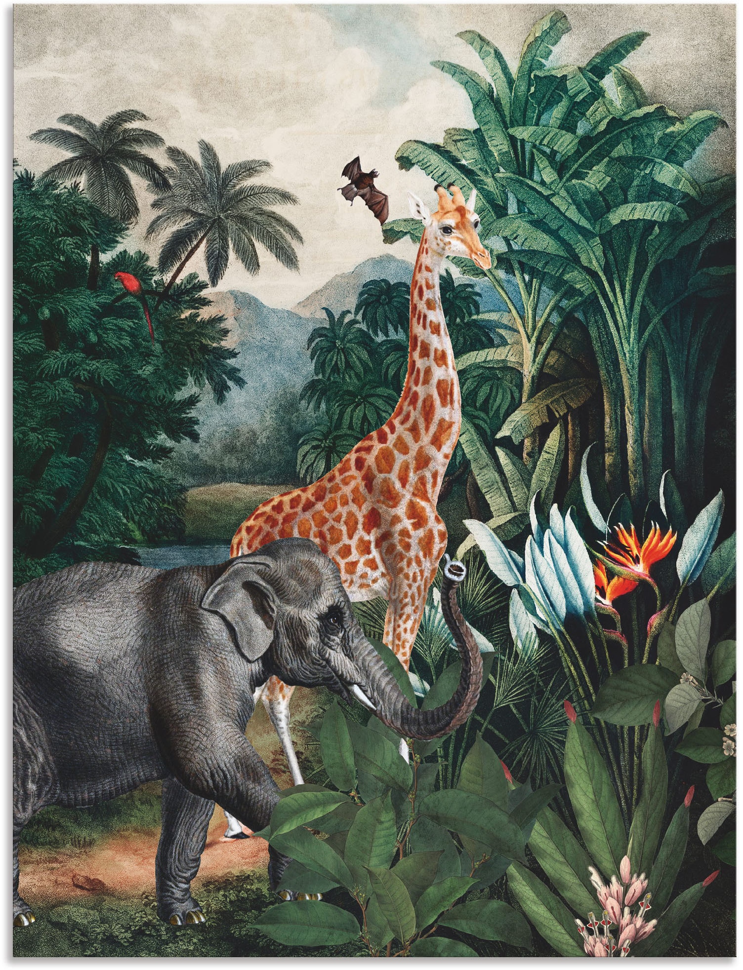 Black Friday Artland Wandbild »Afrikanischer Dschungel«, Wildtiere, (1 St.),  als Alubild, Leinwandbild, Wandaufkleber oder Poster in versch. Größen |  BAUR