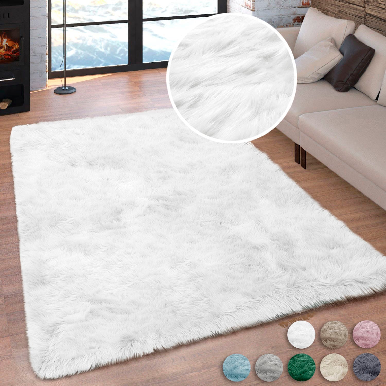 OTTO home Hochflor-Teppich "Valeria, Fellteppich, kuschelig, flauschig" rechteckig 60 mm Höhe Kunstfell, weiche Teppiche, Wohnzimmer, Schlafzimmer, Esszimmer