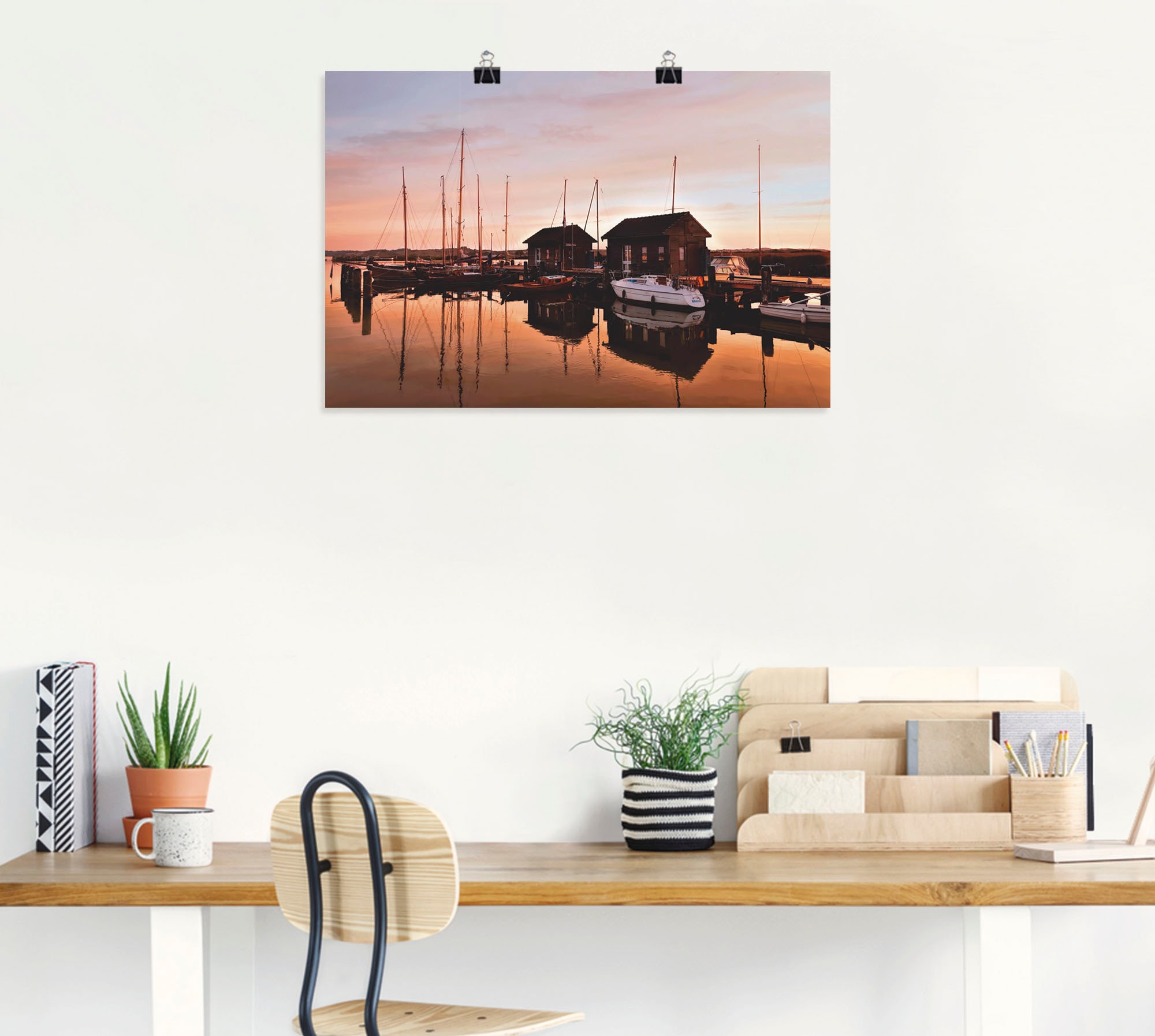 Artland Wandbild »Sonnenuntergang Hafen Meer«, Boote & Schiffe, (1 St.), als Alubild, Leinwandbild, Wandaufkleber oder Poster in versch. Größen