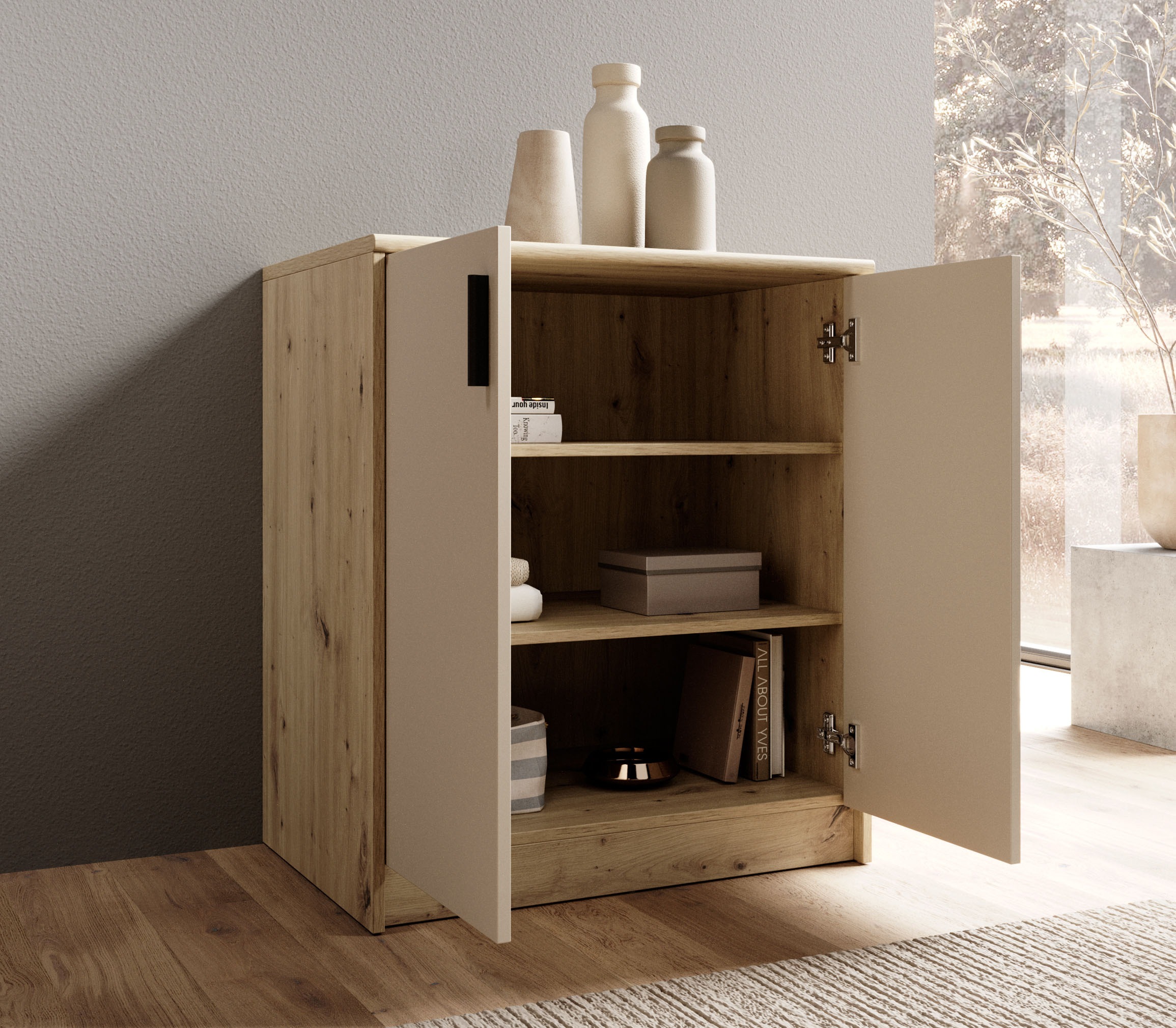 HBZ Sideboard »Nelly Kommode, BxHxT 74x86x50cm«, (1 St.), Breite 74cm, Einlegeböden verstellbar, foliert