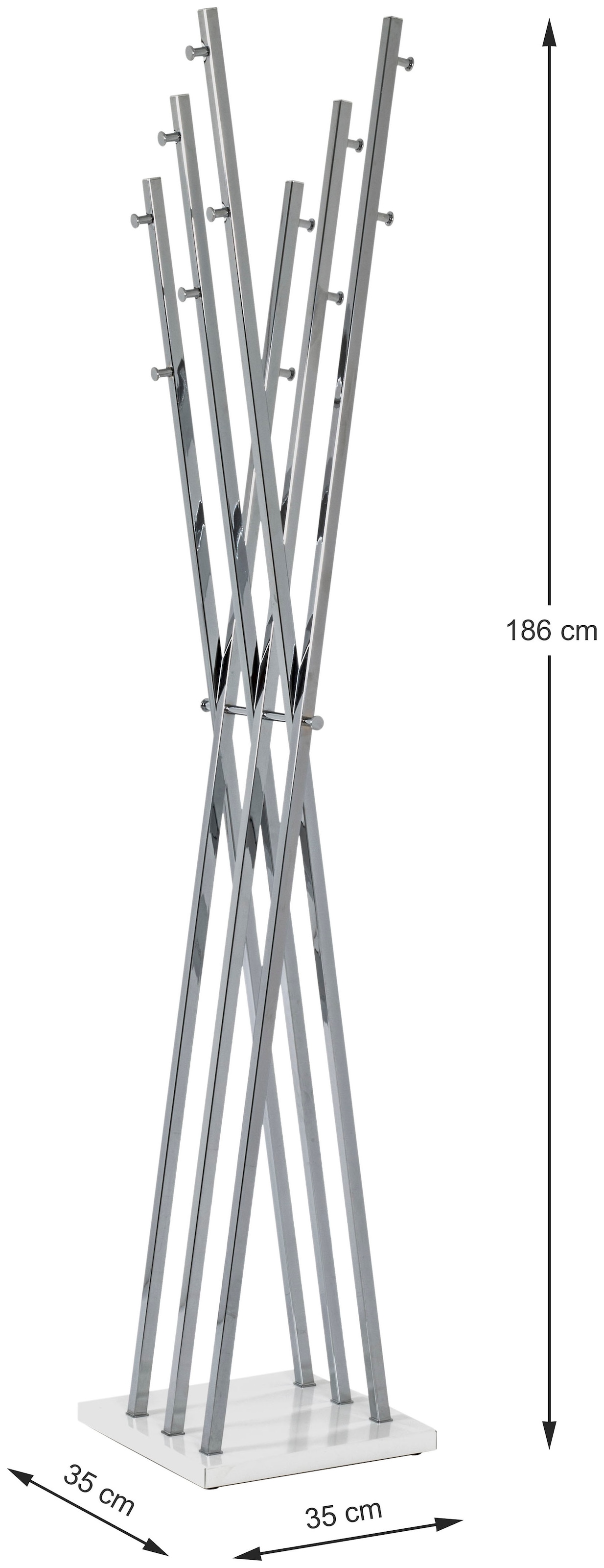 HAKU Garderobenständer »Kleiderständer, Standgarderobe« quadratisch - aus Metall Silber - B/T/H 35/35/186 cm