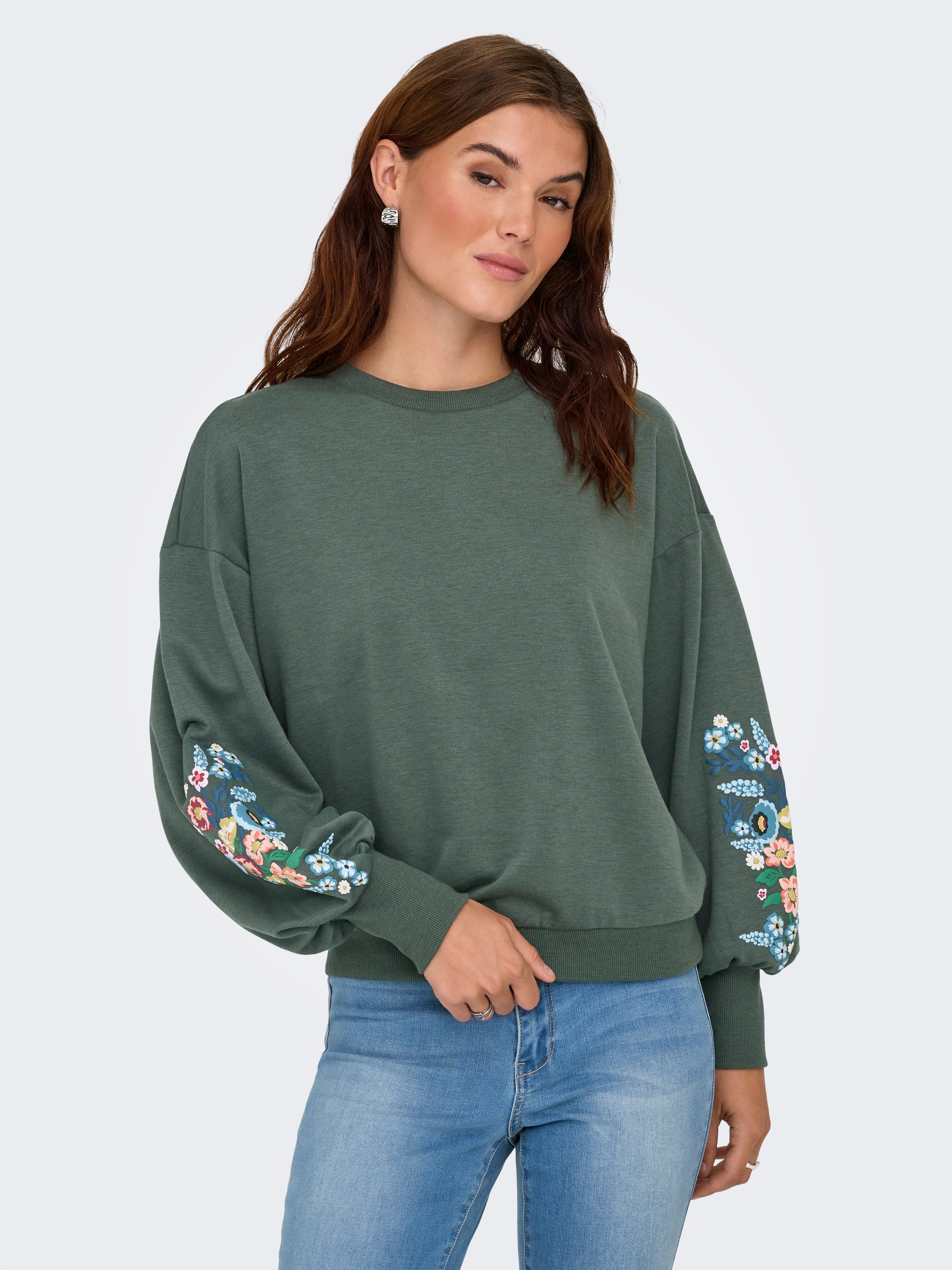 ONLY Sweatshirt "ONLBROOKE L/S O-NECK FLOWER SWT" günstig online kaufen