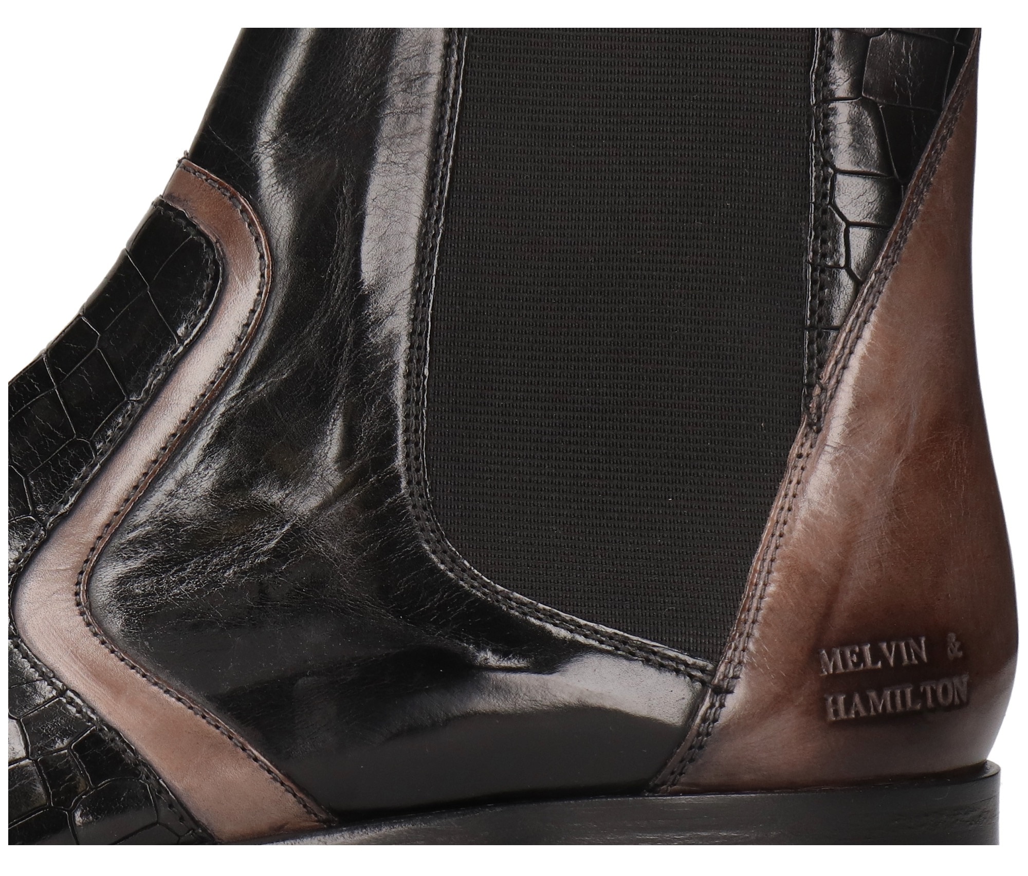 Melvin & Hamilton Chelseaboots »Lewis 26 - vegetabil gegerbt«, Stiefelette, Anzugschuh, Business Schuh mit Reptilien Prägung