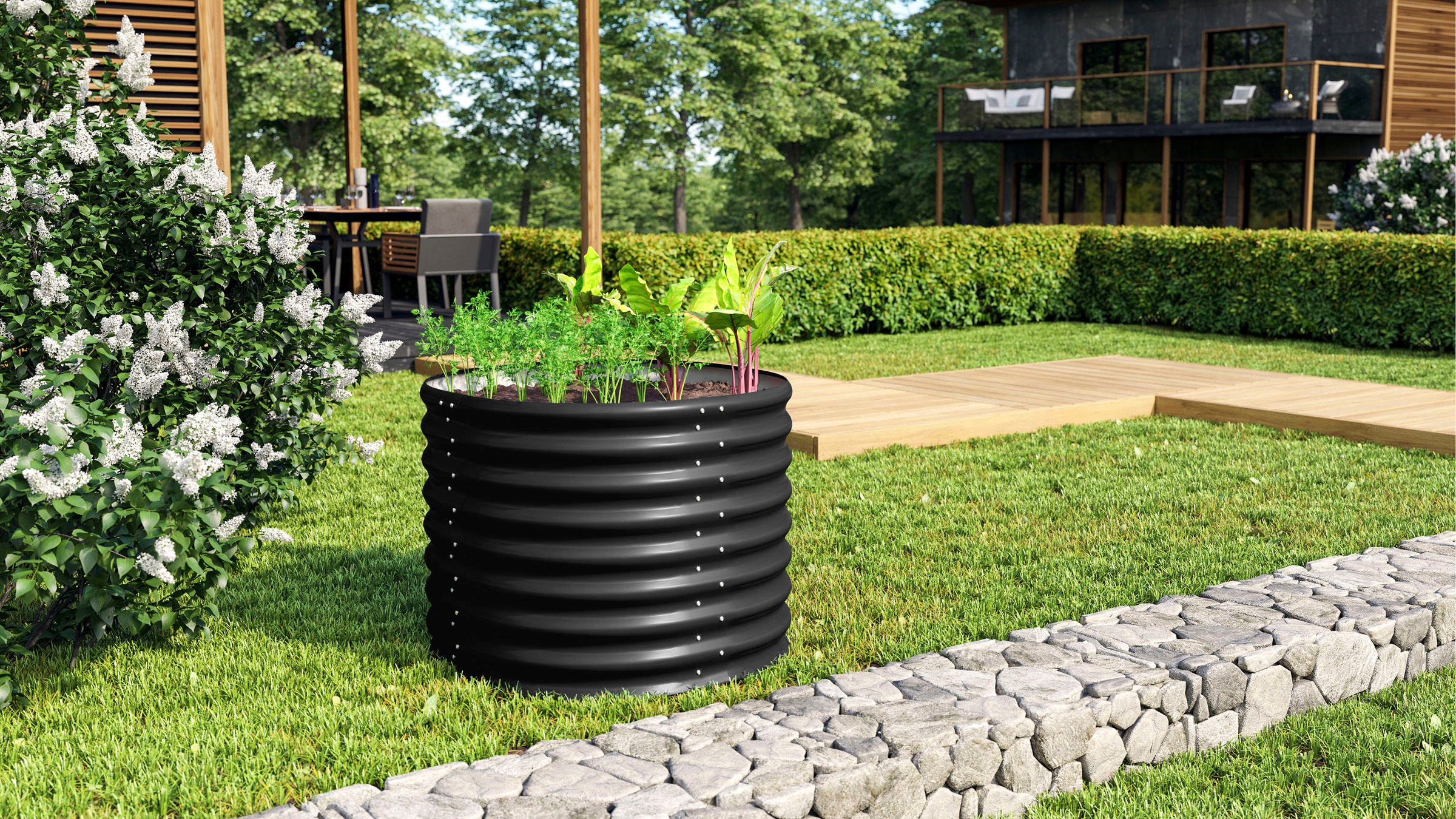 Vitavia Hochbeet »Terra Rund 630« BxTxH: 82x82x63 cm, schwarz