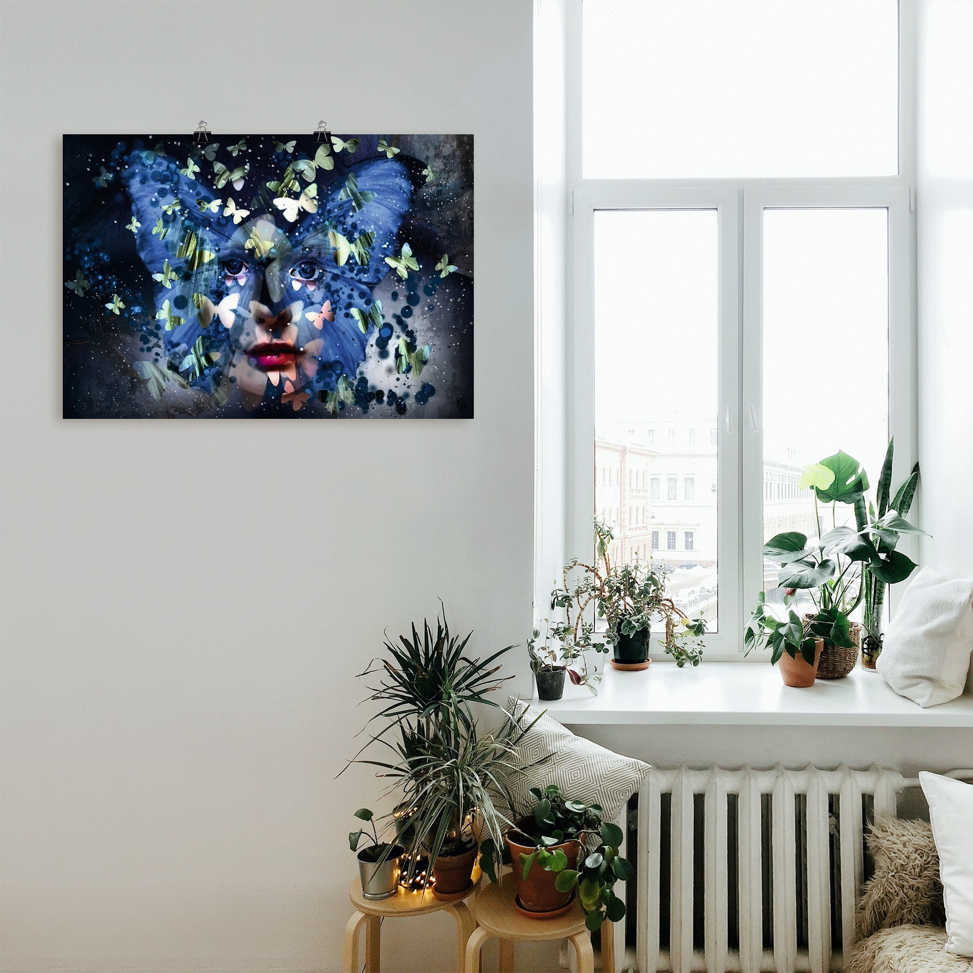 Artland Alu-Dibond-Druck »Fräulein Schmetterling«, Schmetterlinge, (1 St.), für Innen- und Außenbereich geeignet, Outdoorbild