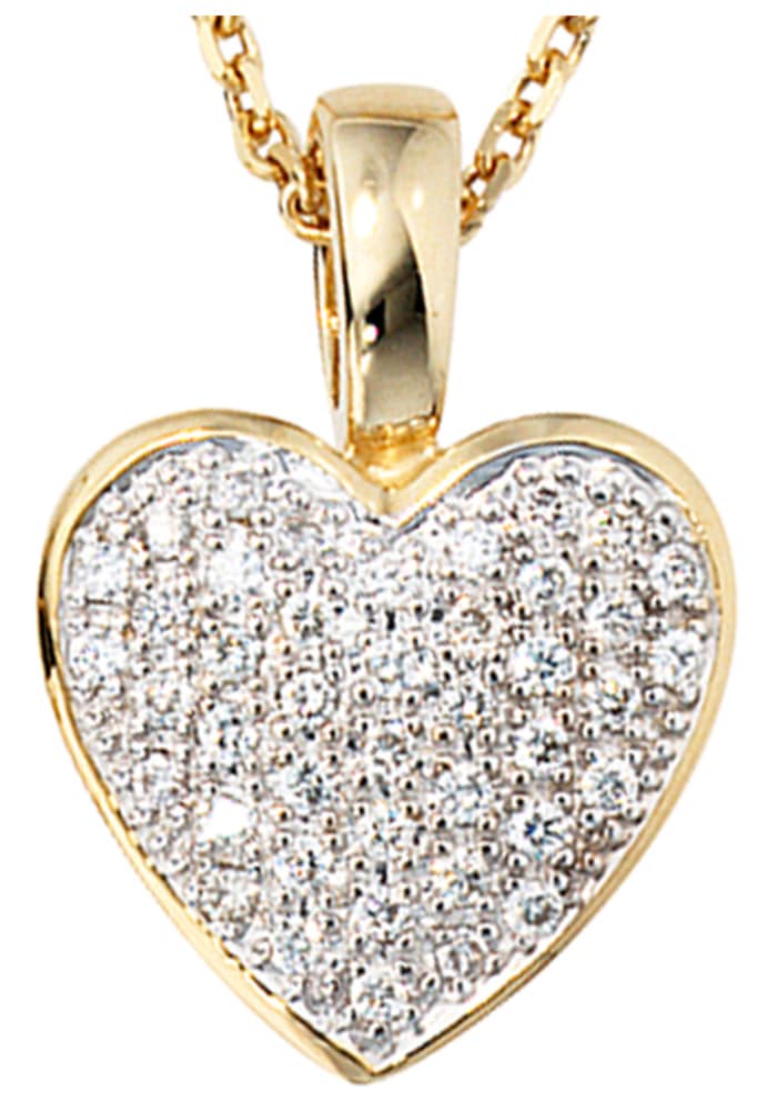 JOBO Herzanhänger »Anhänger Herz«, 585 Gold mit 42 Diamanten