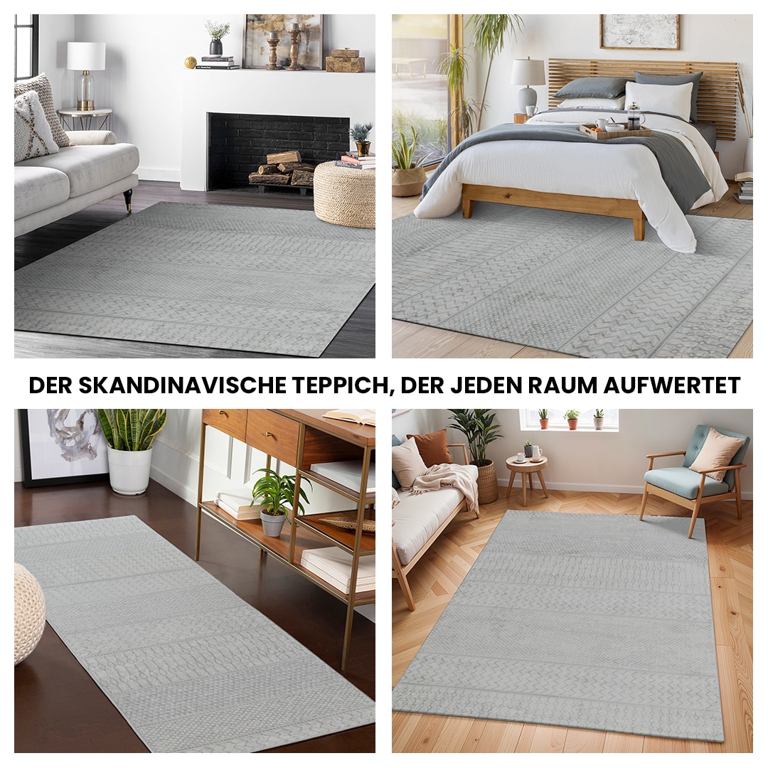 Livabliss Teppich »CIXI«, rechteckig, 11 mm Höhe, Skandinavischer Teppich, Kurzflor Boho-Wohnzimmerteppich, Läufer