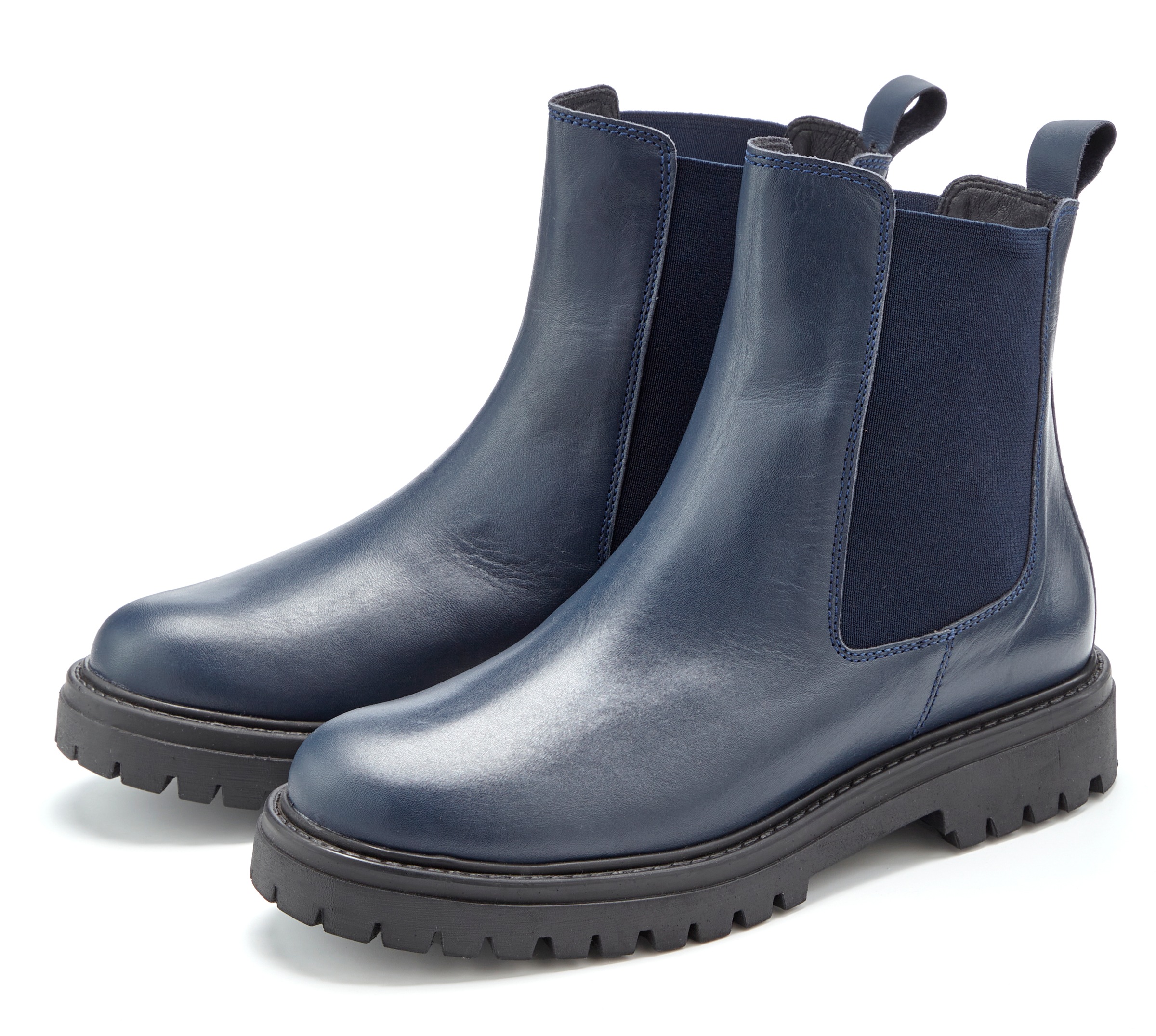 Elbsand Stiefelette "Chelseaboots, Schlupfstiefel, Lederstiefelette, Herbststiefelette" NEU Bikerboots aus Leder mit Stretch-Einsätzen & leichter Profilsohle