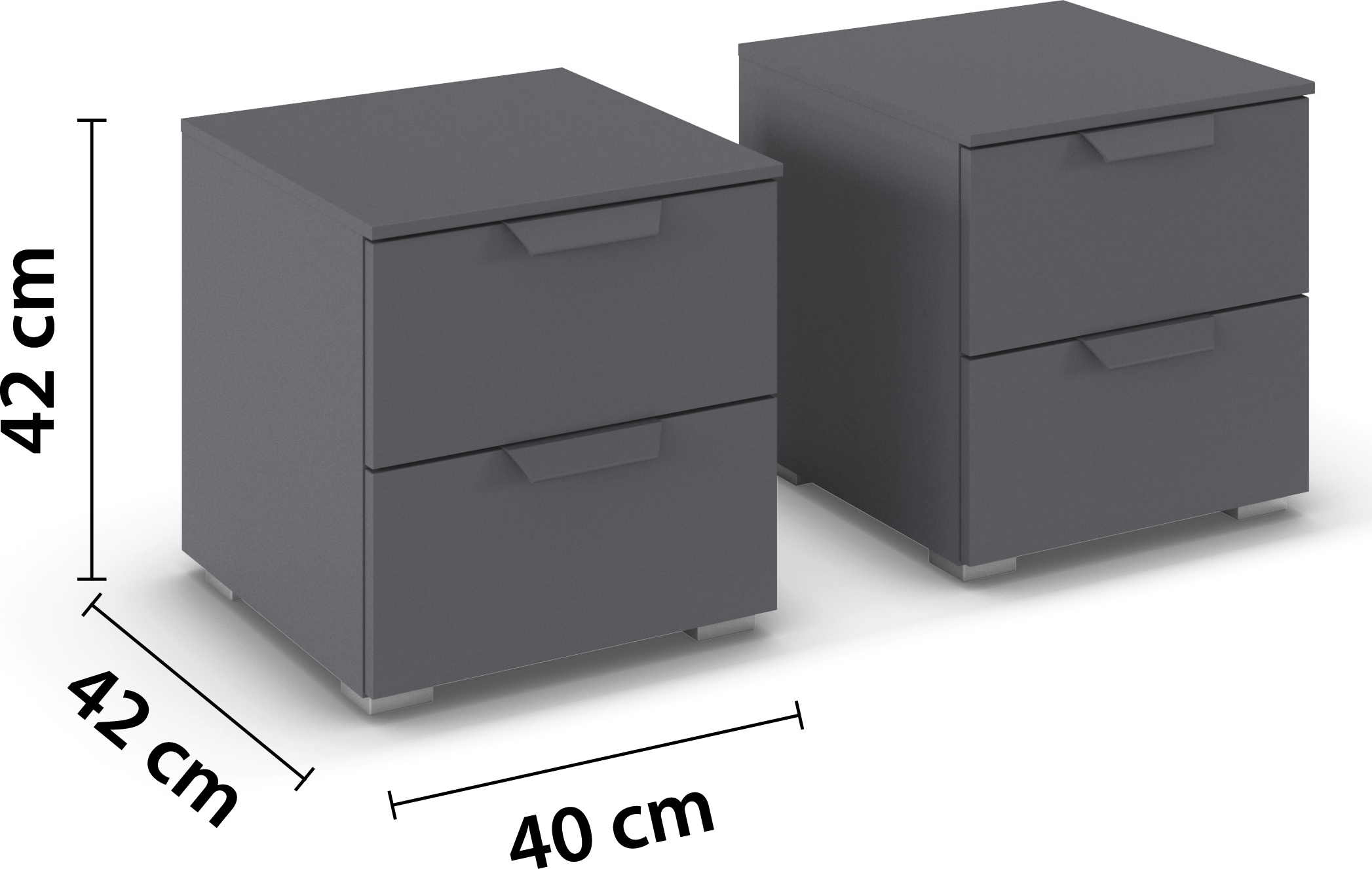 rauch Nachtkommode »Nachttisch Nachtkonsole COSTA Set mit farblich passenden Metallgriffen« in 2 Griff-Farben, Breite je 40 cm, 2 Stk. tlg. je zwei geräumige Schubladen MADE IN GERMANY