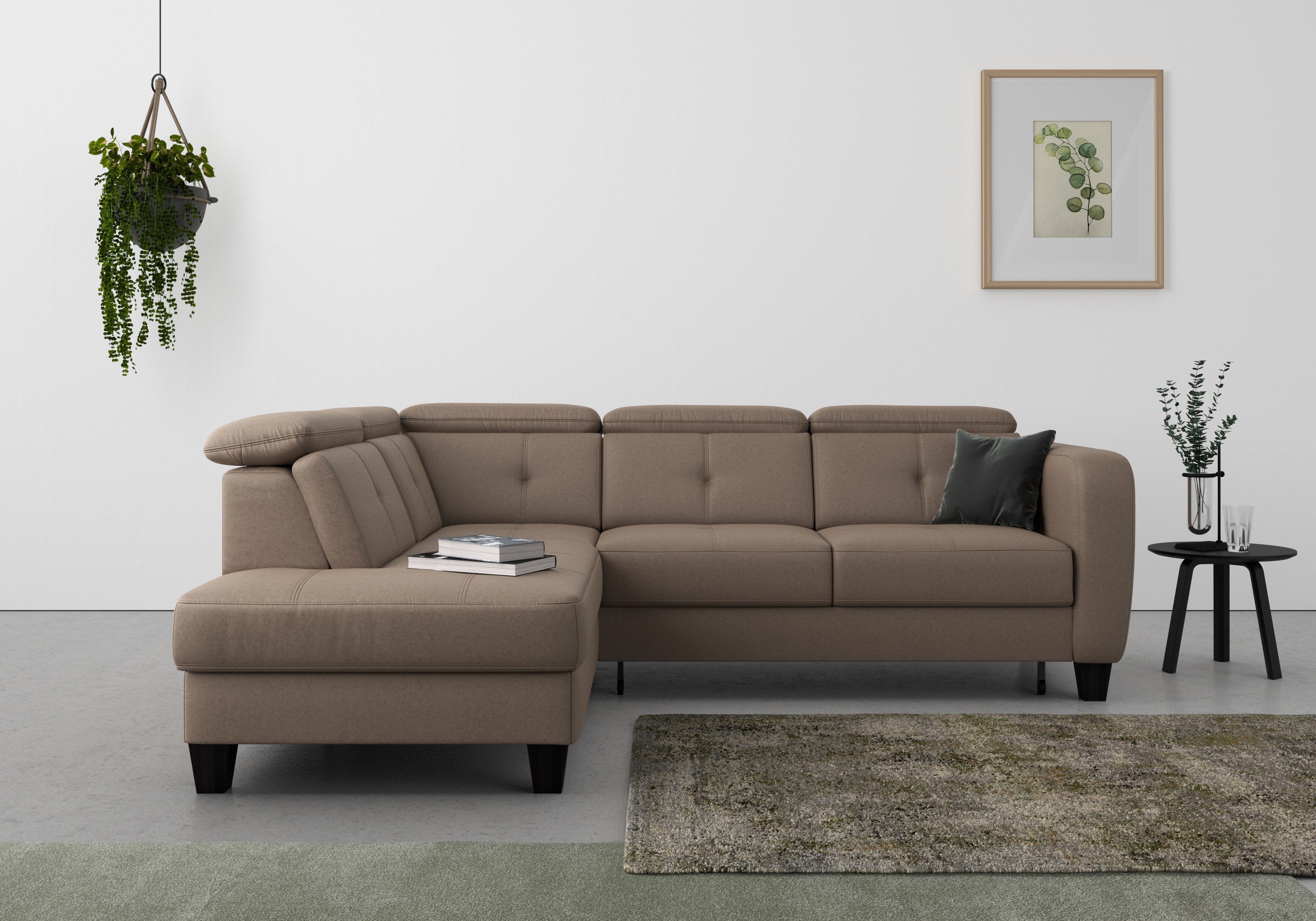 sit&more Ecksofa "Belluci L-Form" inklusive Federkern, wahlweise mit Schlaffunktion und Bettkasten
