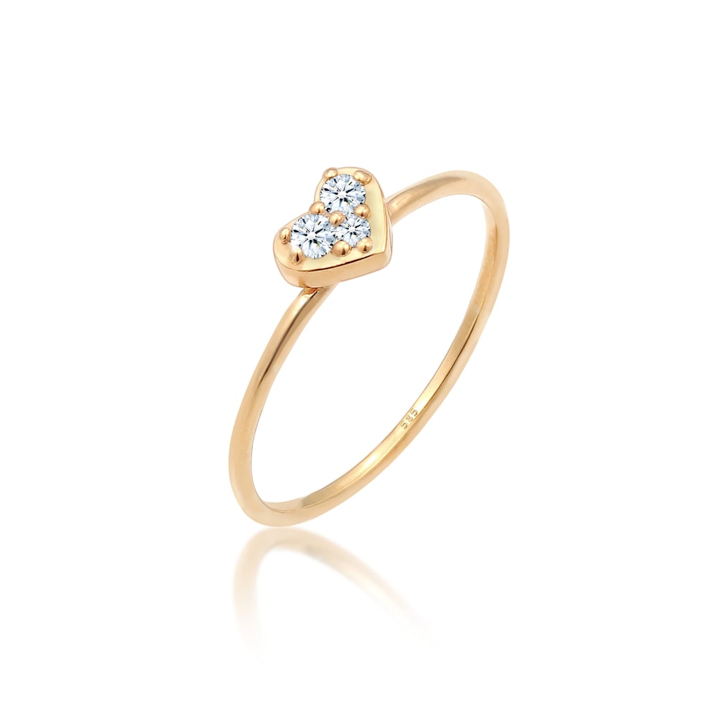 Elli DIAMONDS Verlobungsring »Herz Trio Diamant (0.075 ct.)Romantik 585 Gelbgold«