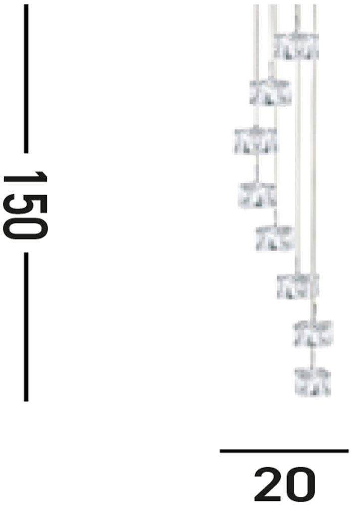 Searchlight Hängeleuchte »Ice Cube 8Lt Multi-Drop Pendant  - Chrome Metal & Glass« LED-Modul 1 Stk. Warmweiß