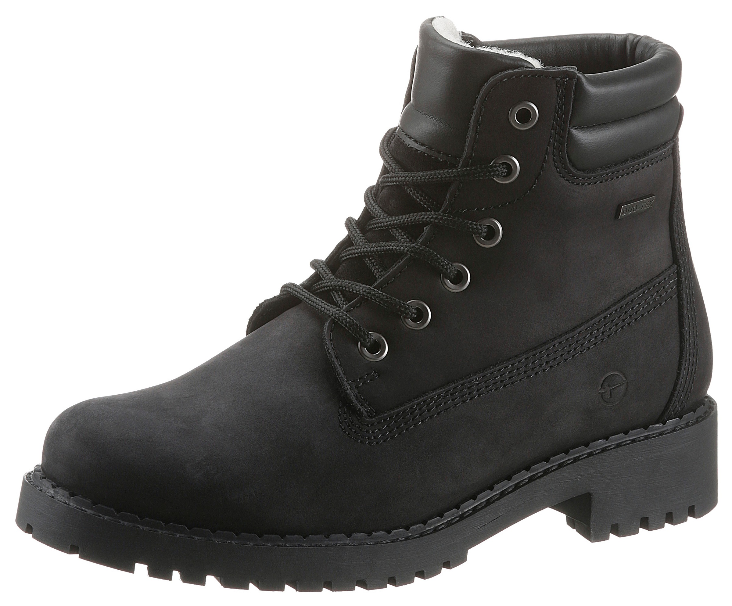 Winterboots TAMARIS, Damen, Gr. 40, schwarz, Leder, Synthetik, unifarben, Schuhe Winterboots, Blockabsatz, Schnürstiefelette mit DUO-TEX Ausstattung