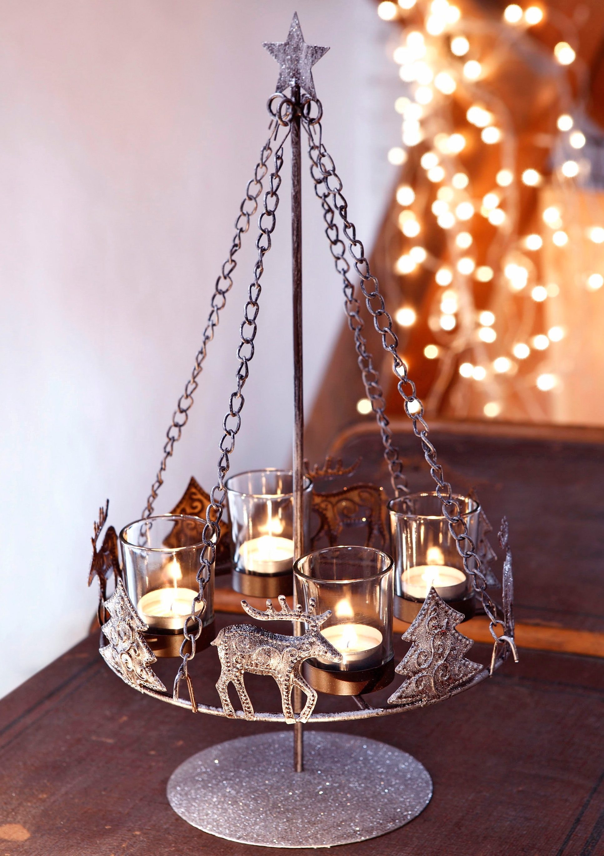 my home Adventsleuchter »Weihnachtsdeko«, Metall, inkl. 4 Glaswindlichtern  kaufen | BAUR