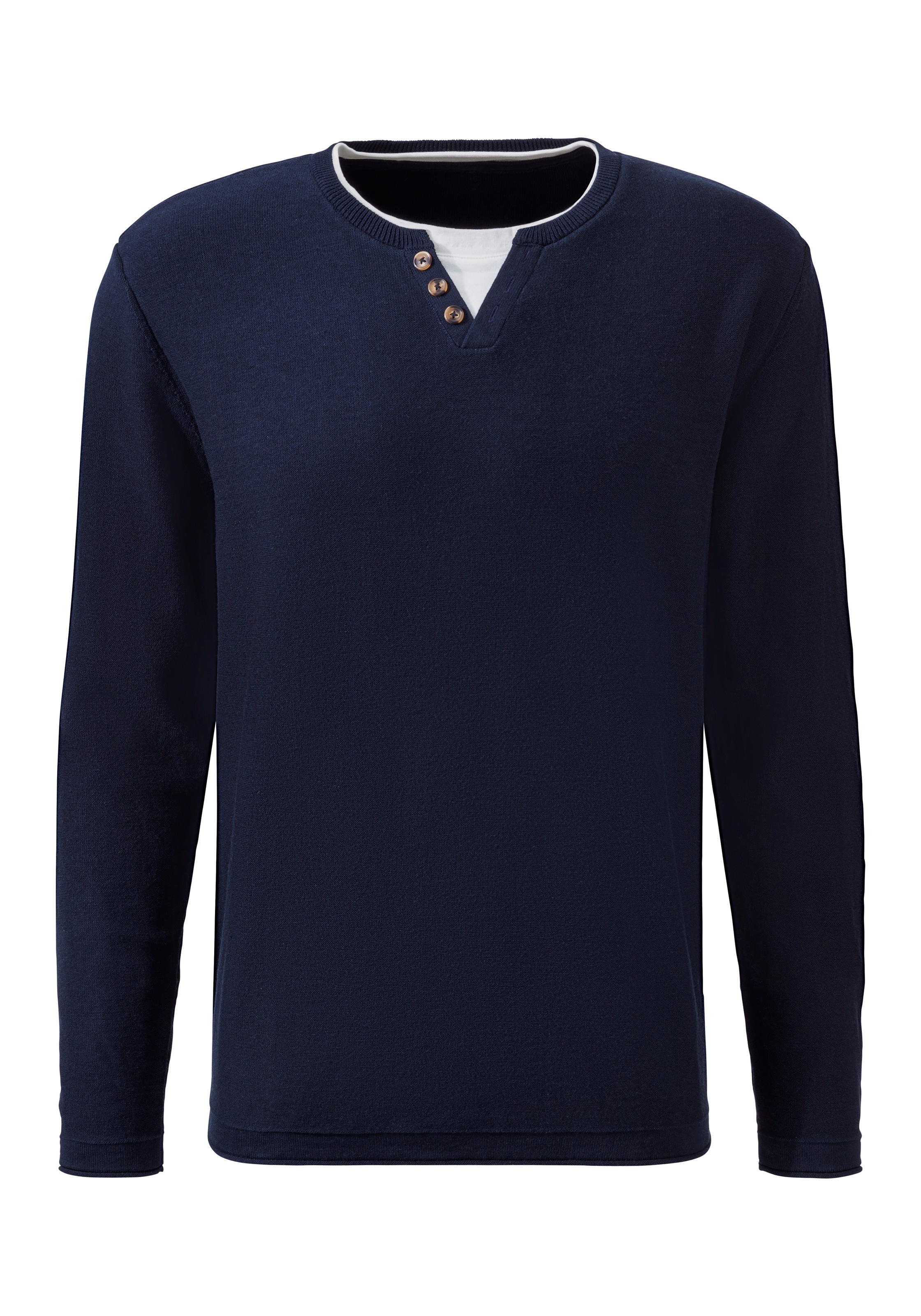 H.I.S Strickpullover, Pullover mit hochwertiger Halslochverarbeitung in double-layer Optik