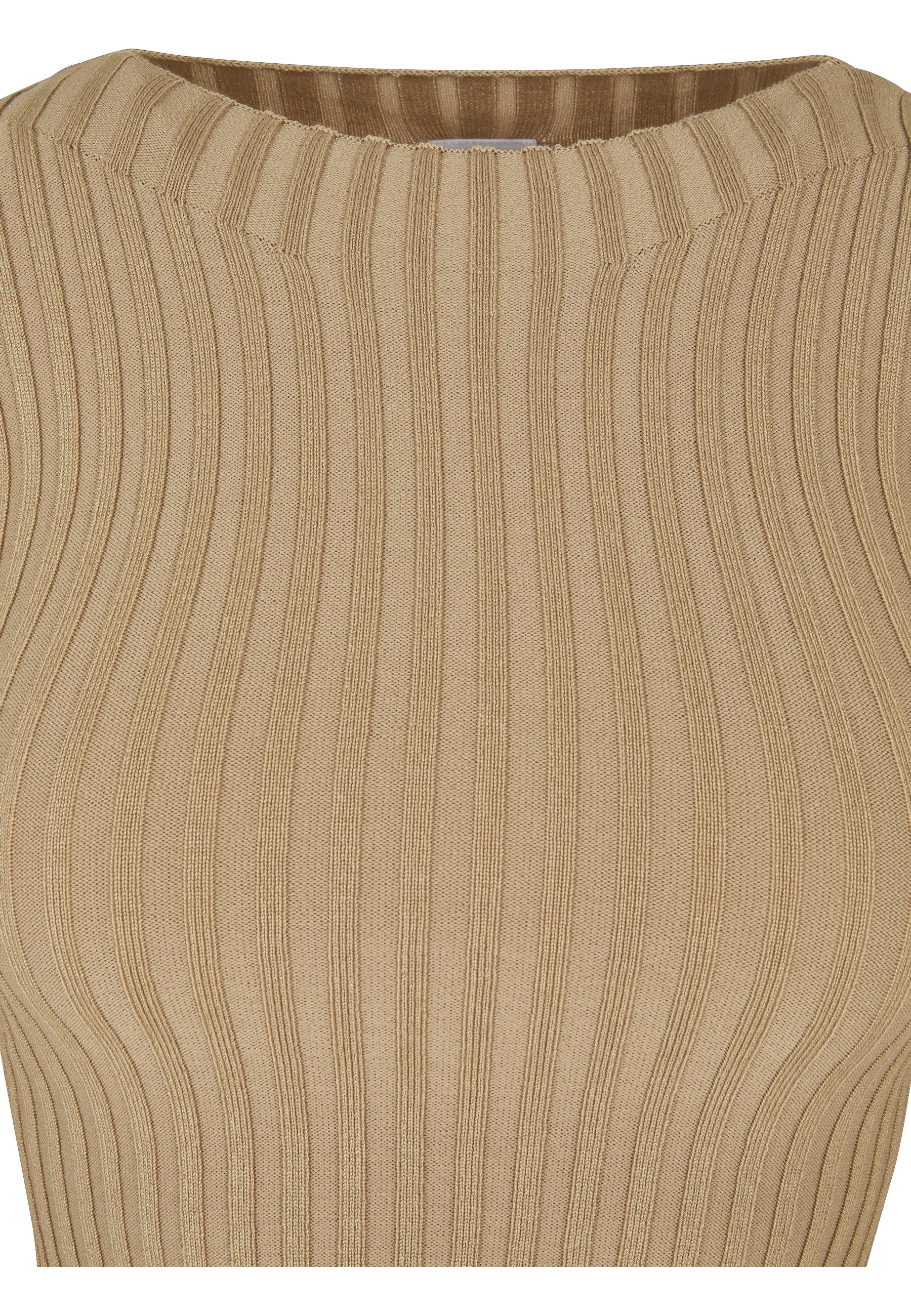 URBAN CLASSICS Fleecepullover »Urban Classics Damen Ladies Short Rib Knit Twisted Back Sweater«, 1 Stk.
