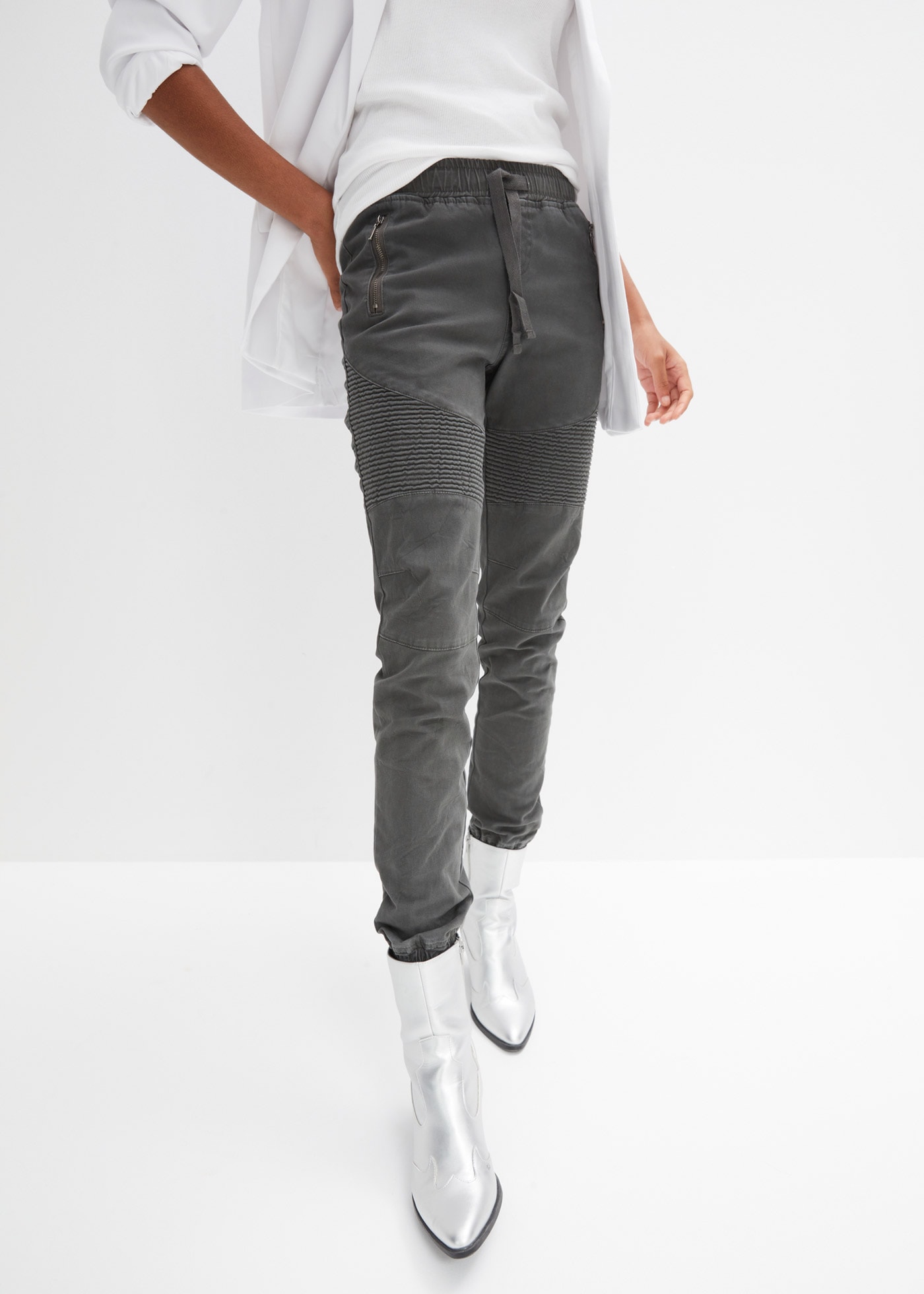 bonprix Stoffhose "Hose mit Biker-Details" Hose mit Biker-Details günstig online kaufen