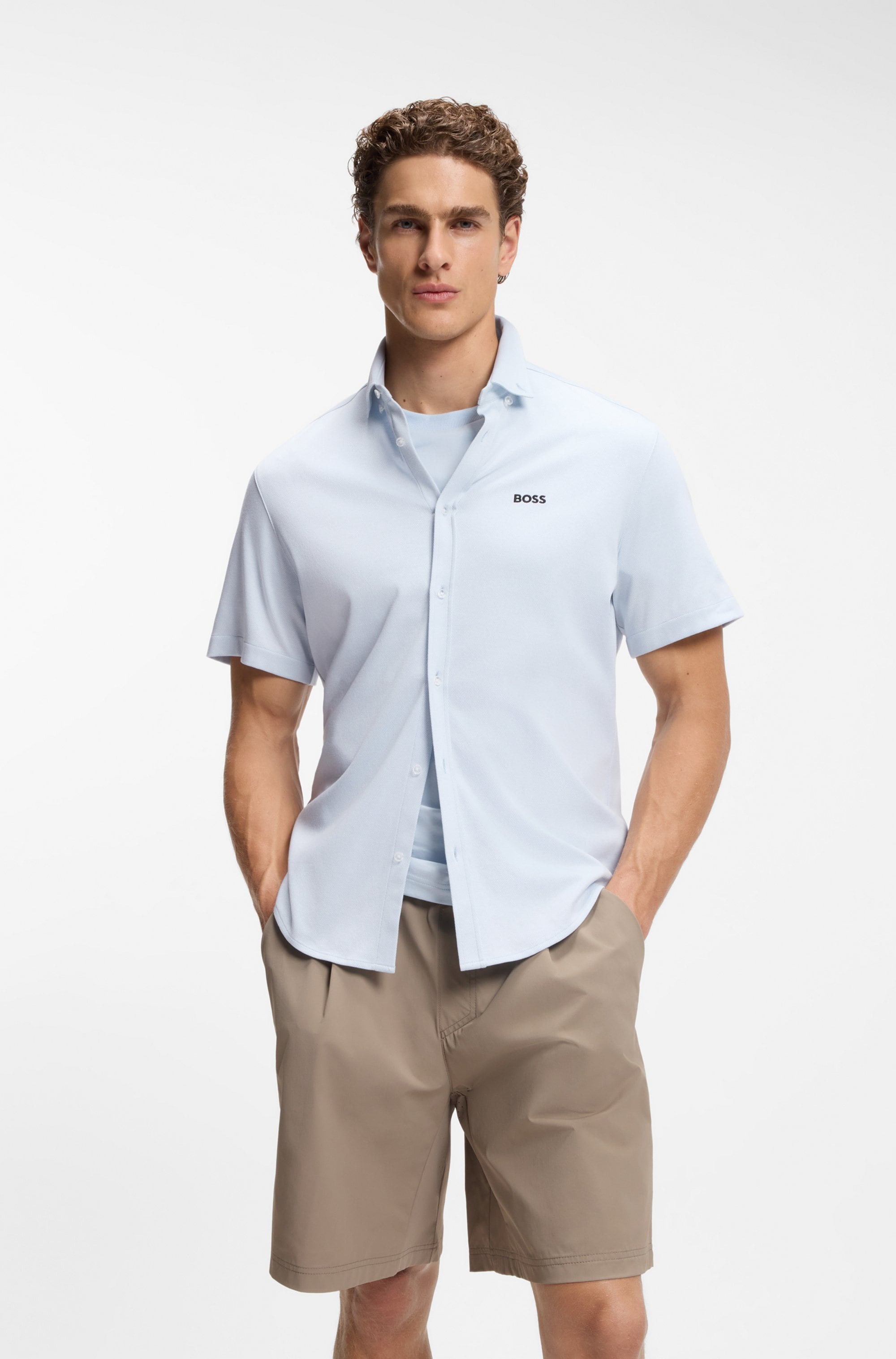 BOSS GREEN Kurzarmhemd "Motion S" Regular Fit, Button-down-Kragen, Kurzarm, günstig online kaufen