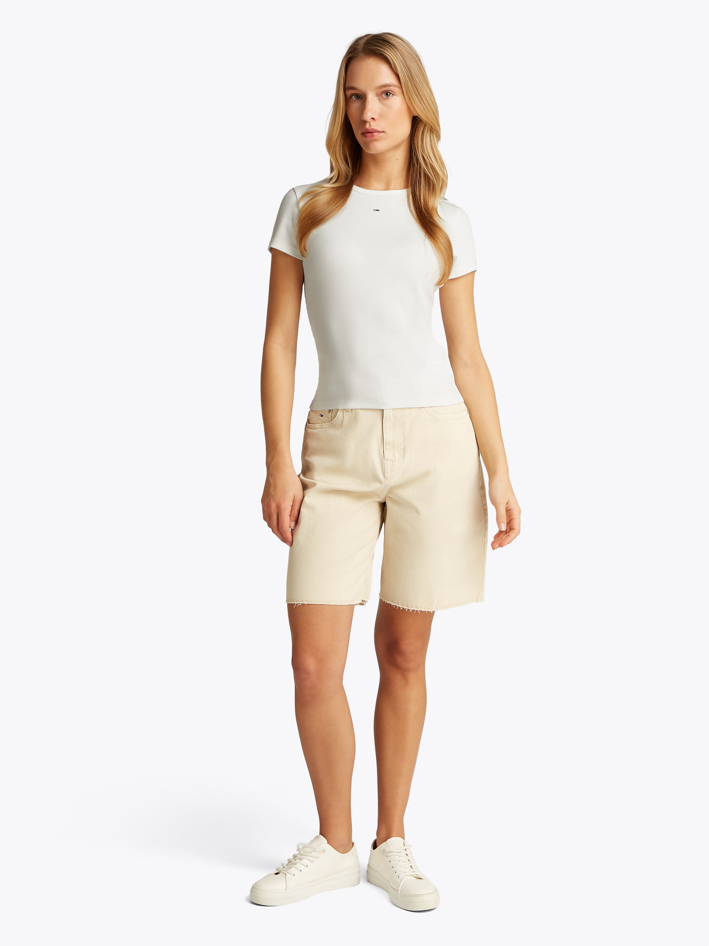 Tommy Jeans Kurzarmshirt »TJW 2PACK SLIM ESSENTIAL RIB SS«, (Packung, 2 tlg., 2er-Pack), mit gerippter Struktur